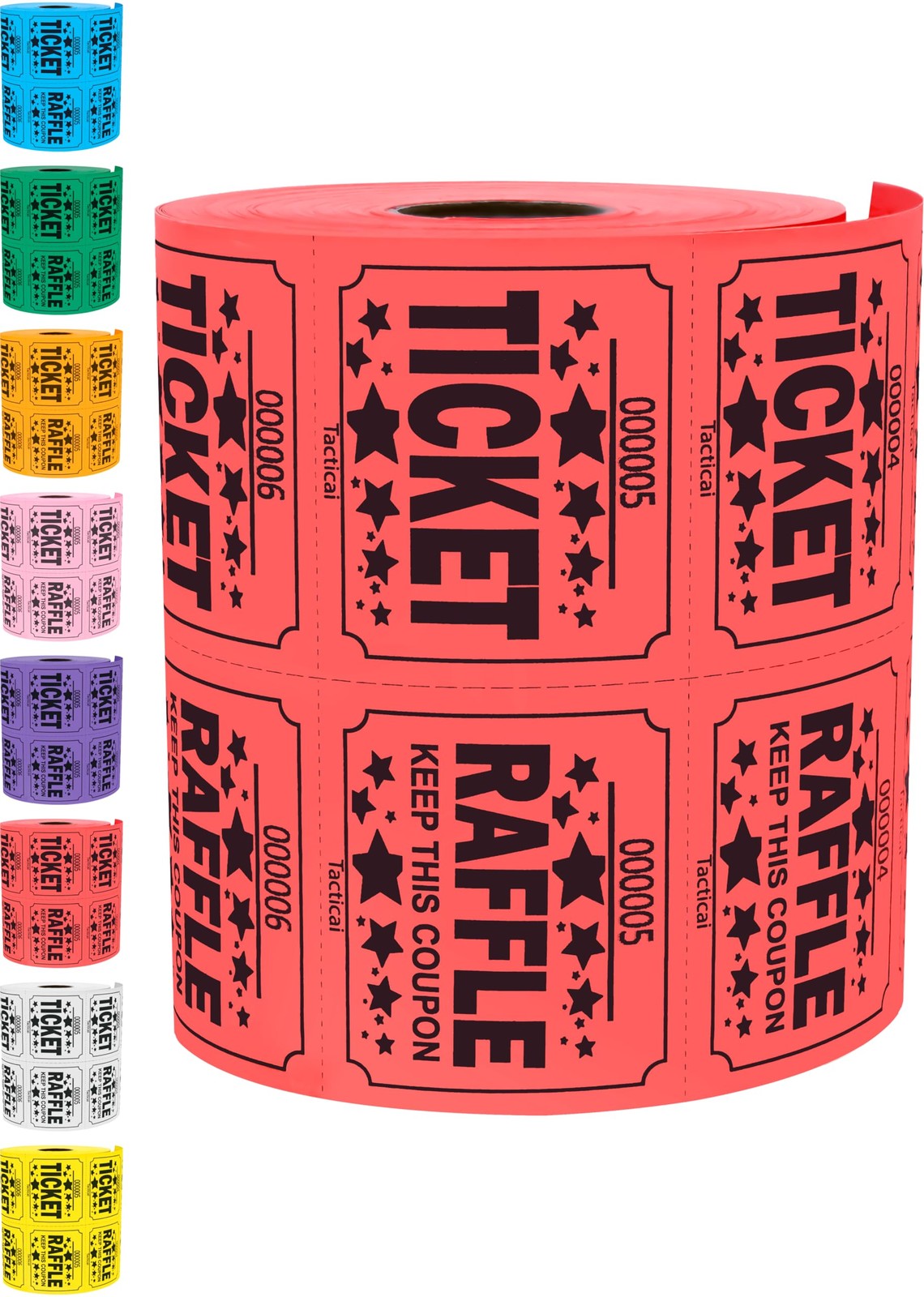 500 Count Red Double Roll Numbered Blank Large Raffle Tickets For Events