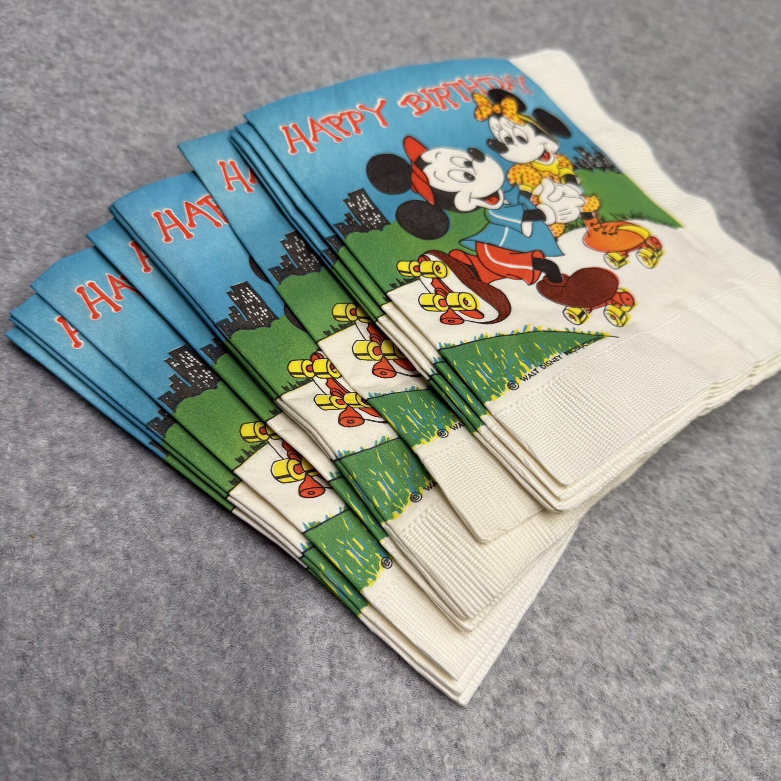 Vintage Mickey Minnie Mouse Party Plates & Napkin Lot Walt Disney Productions