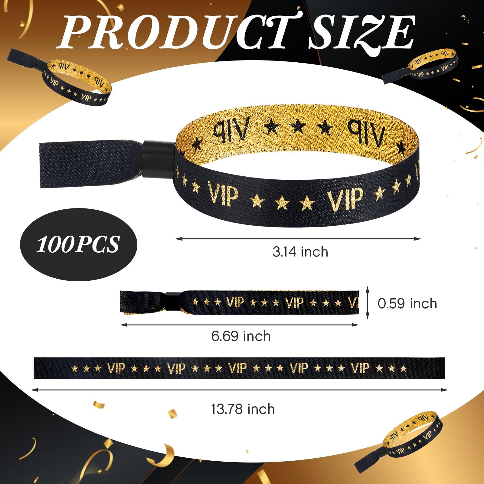 100 Pcs VIP Cloth Wristbands for Events Party Wedding Concert Fair Club