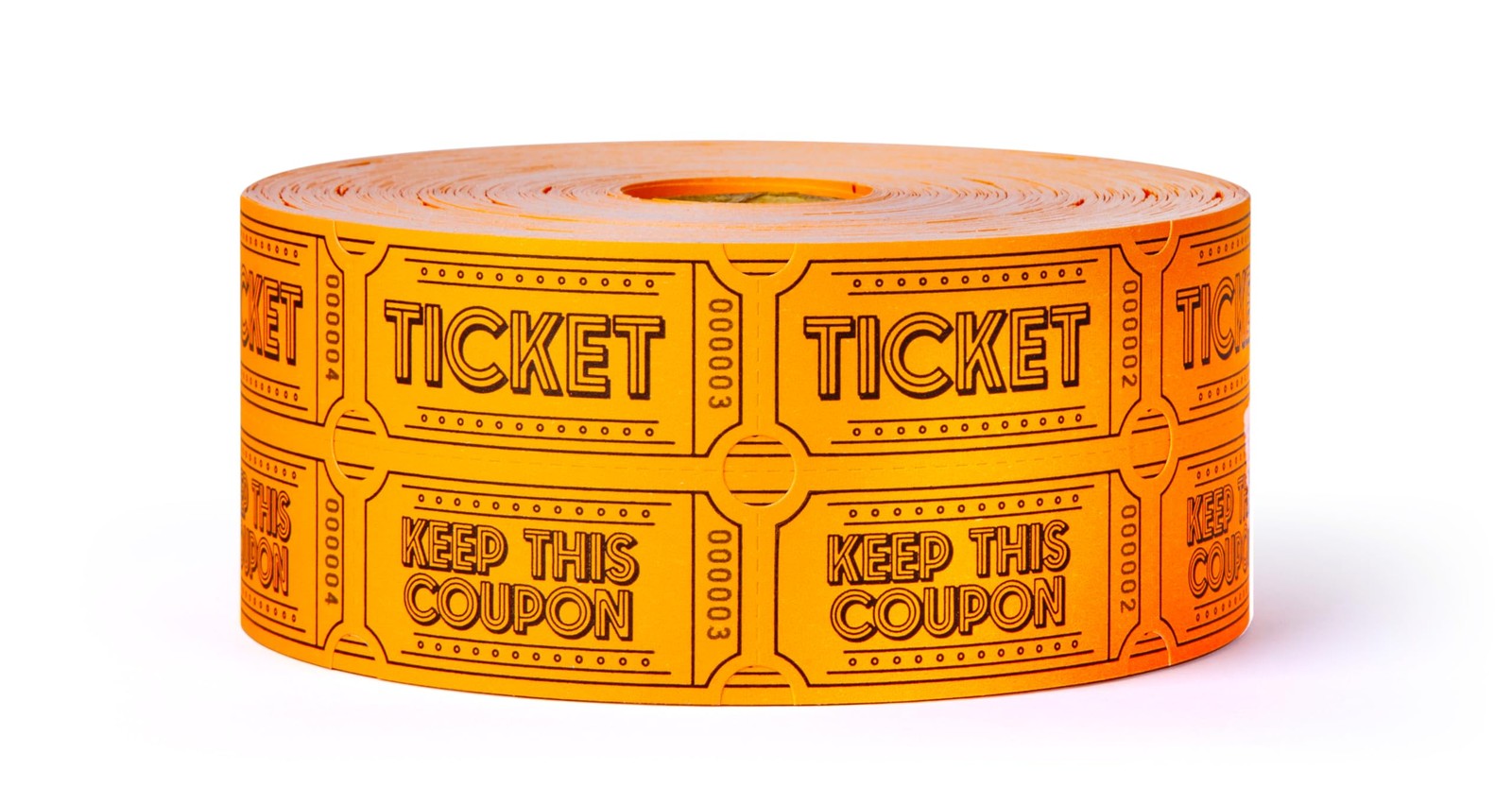 1000 PCS Double Roll Raffle Tickets Fluorescent Orange Event Drink Carnival