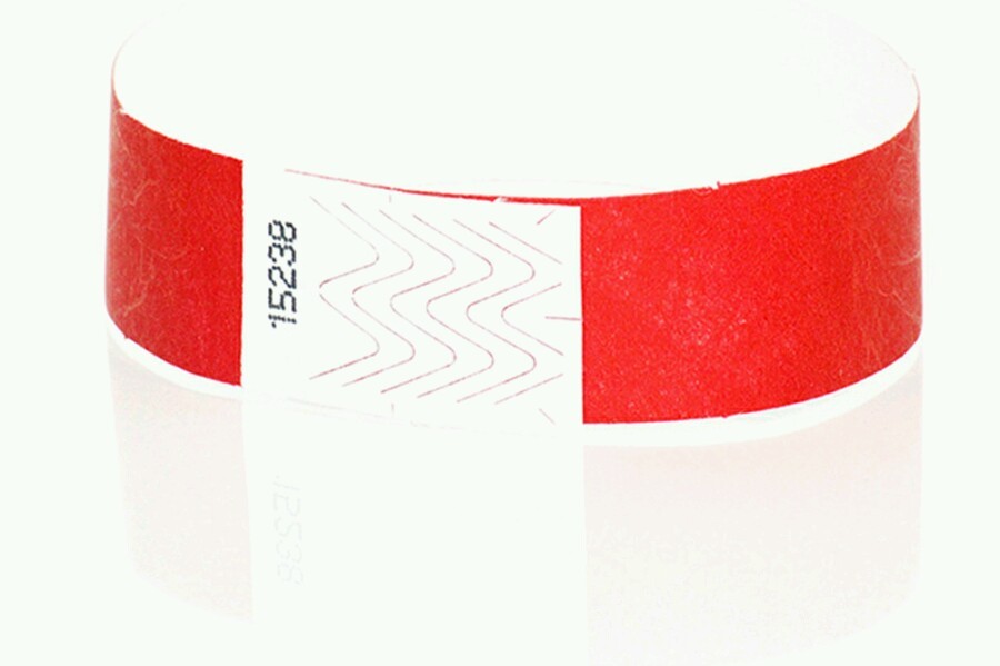 100 3/4″ RED TYVEK WRISTBANDS, RED PAPER WRISTBANDS, WRISTBANDS FOR EVENTS