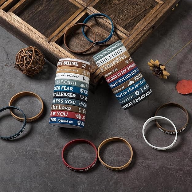 20 Pcs Religious Bible Verse Rubber Bracelet Religiouse Christian Wristband
