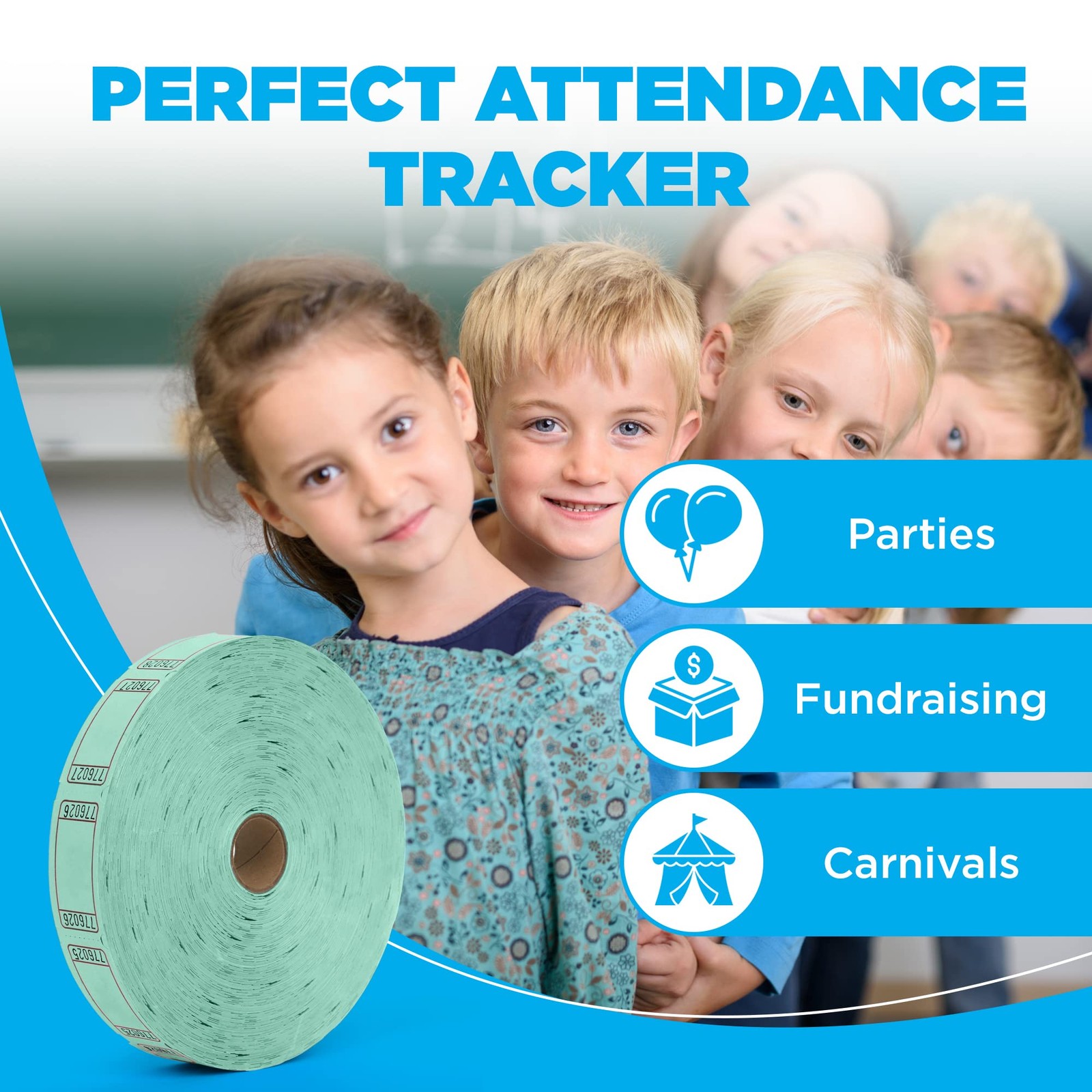 Blue Blank Single Roll Raffle Tickets Auction Fundraiser Event 2000 PCS