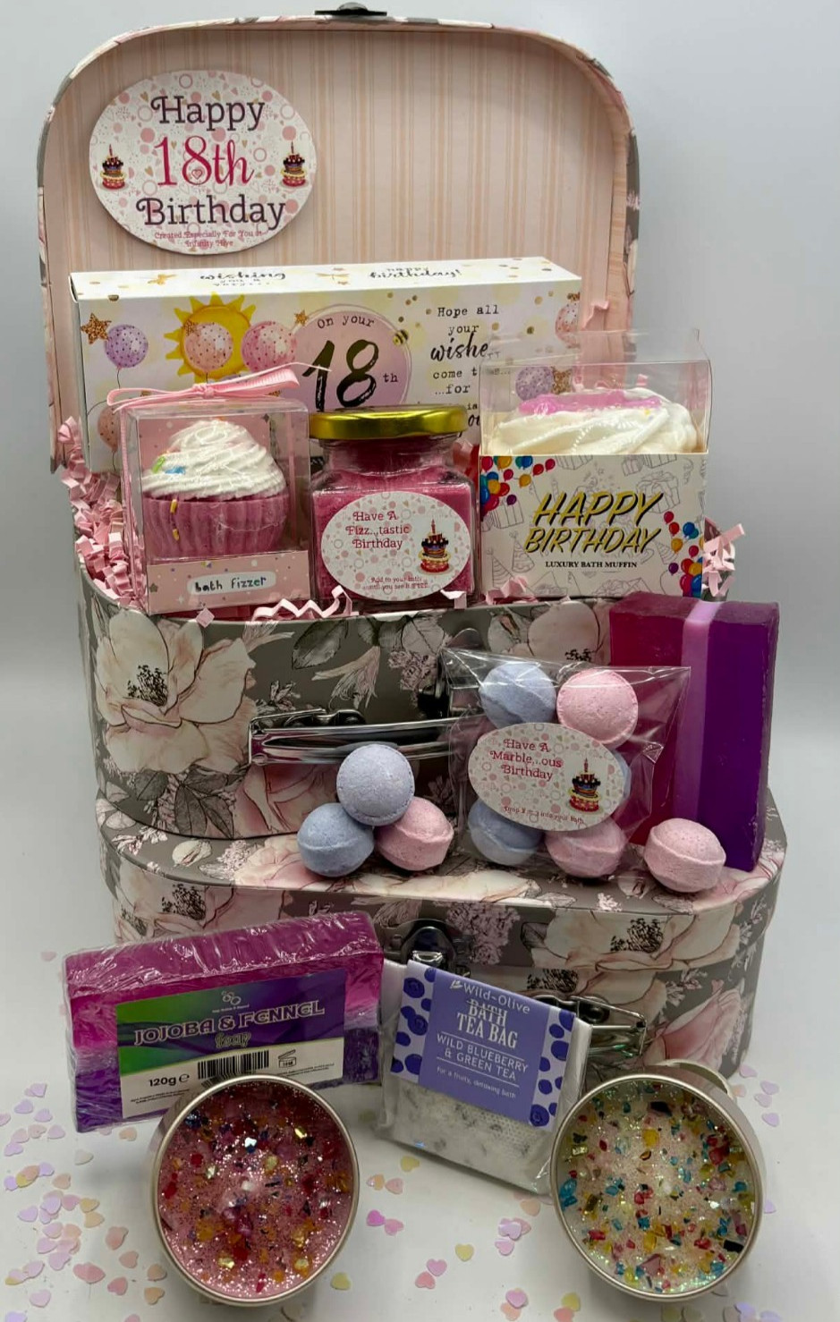 Ladies 18th BIRTHDAY Present Gift Box Scented Candles Bath Bombs Pamper Hamper