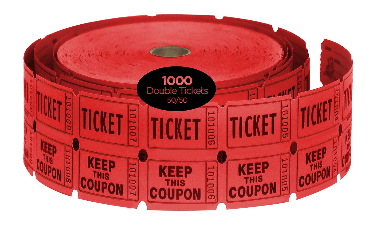 1000 PCS Double Roll Raffle Tickets Red Event Entry Carnival Fundraiser Prize