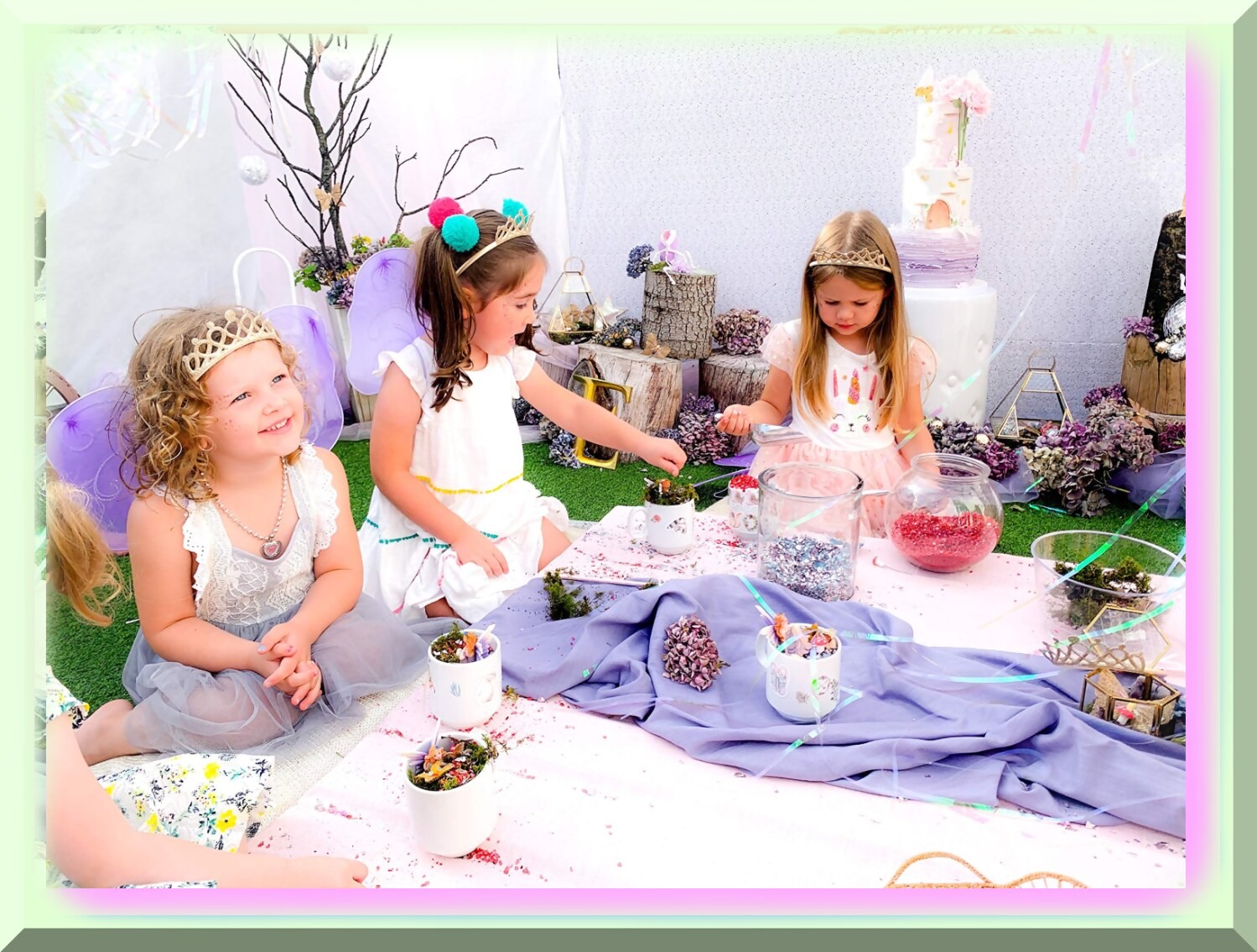 Girls Princess Dress with Wand and Tiara Set