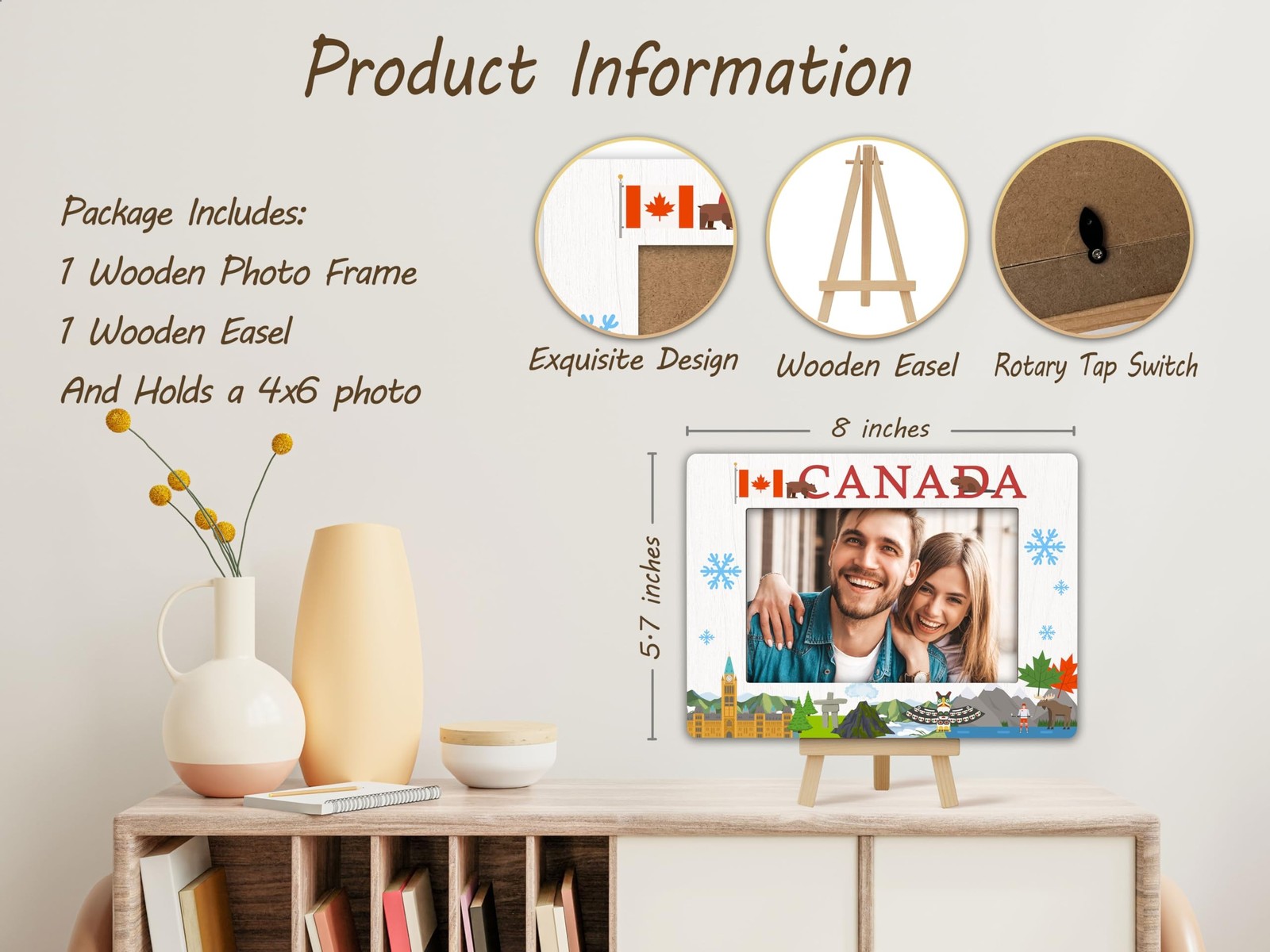 Canada Picture Frame, Travel Gift for Newlyweds, Couples, Wife, Girlfriends -…