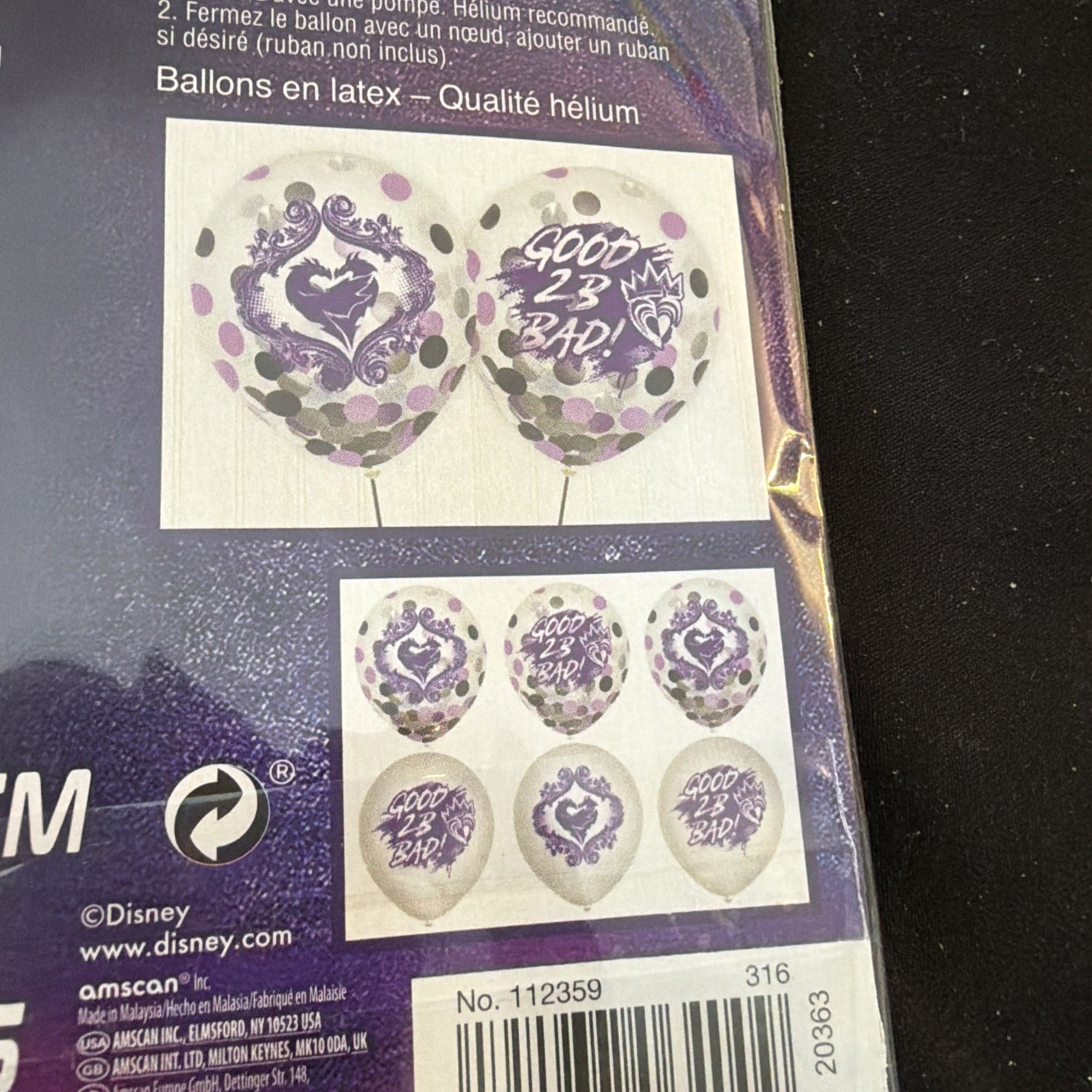 Descendants 6 Latex Confetti Party Celebration Balloons Clear – 12″ Pack of 12