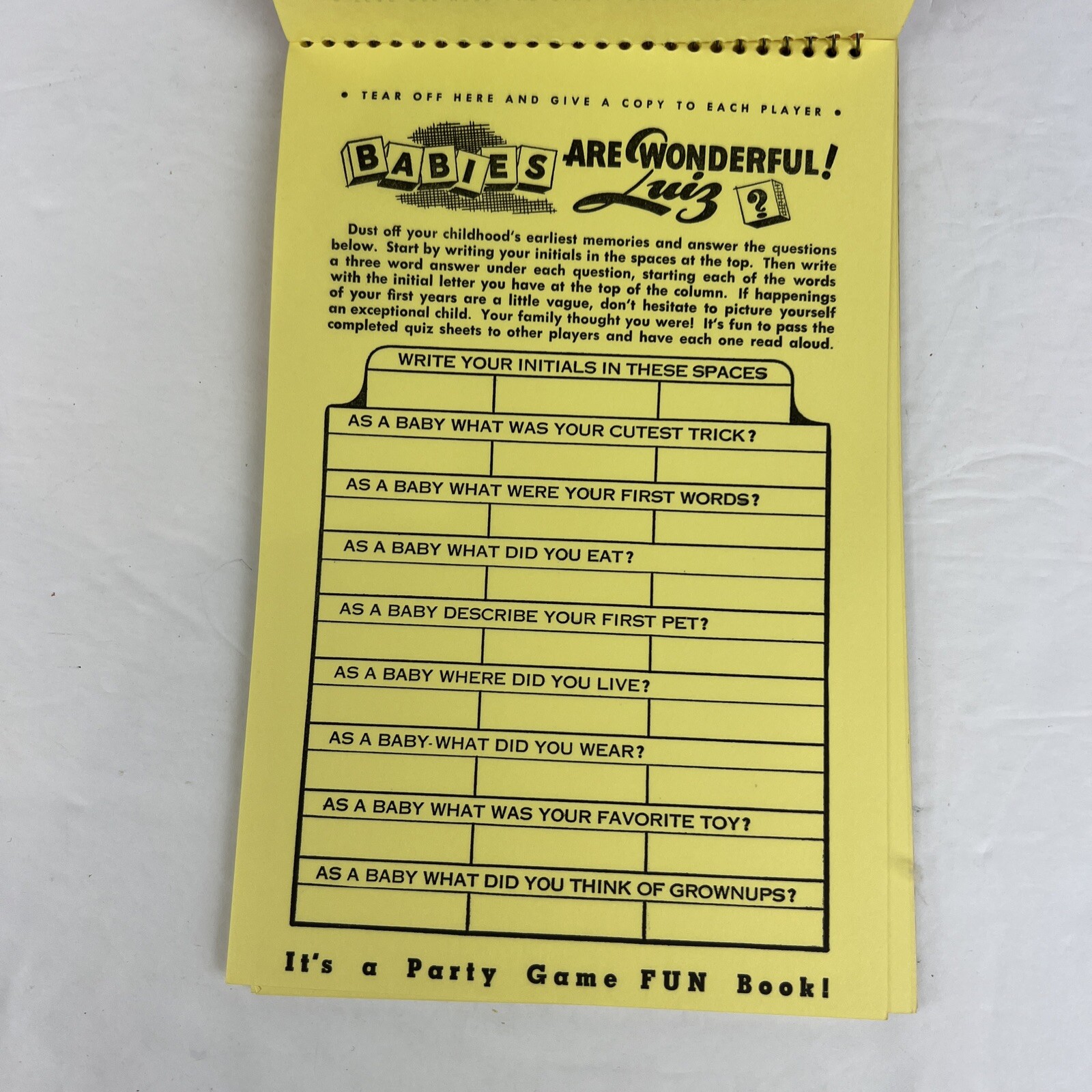 1947 Baby Shower Fun Party Games Note Pads Three Games Old Fashioned Fun Ideas