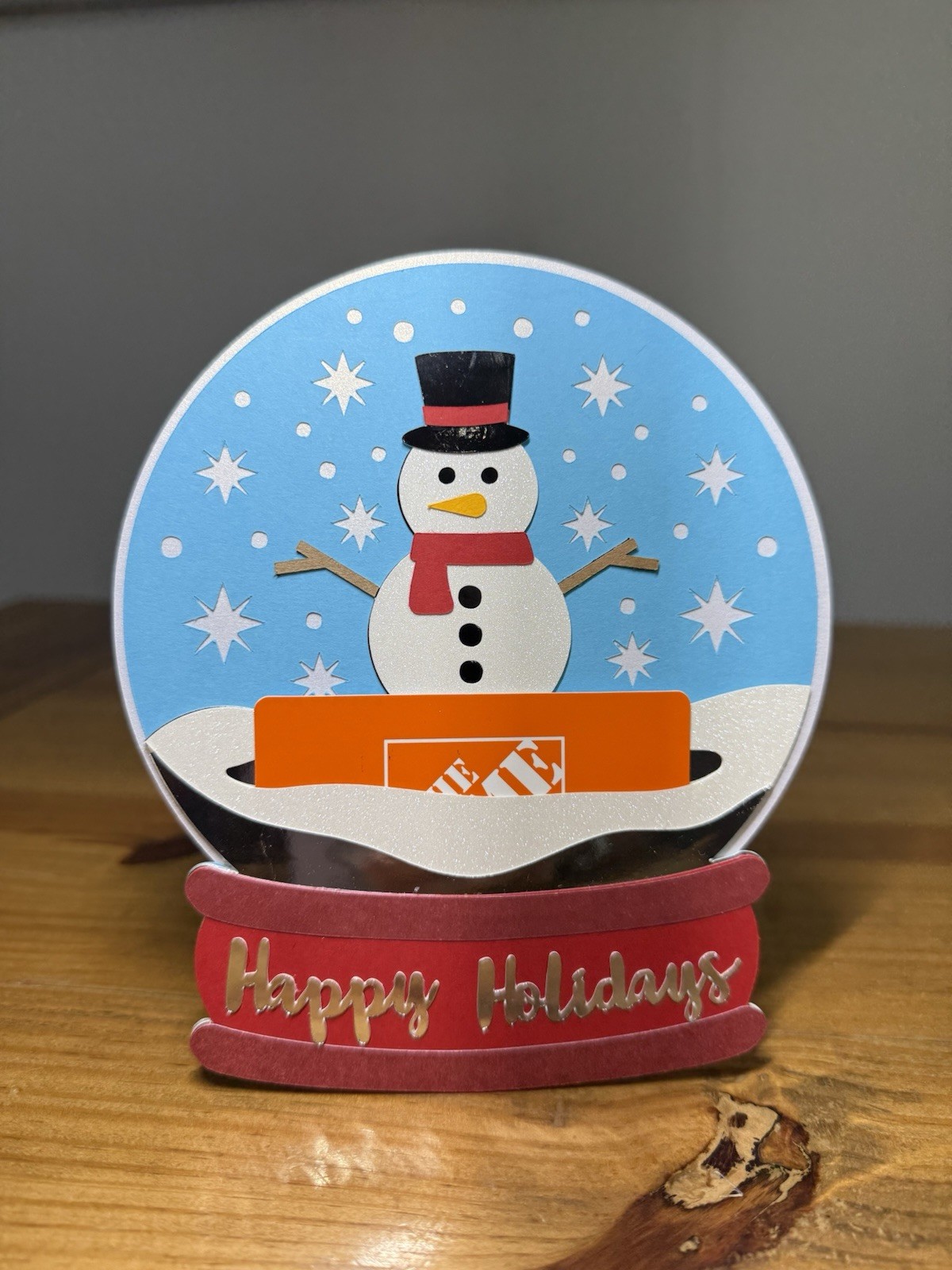 Snowglobe with Snowman Christmas Gift Card holder