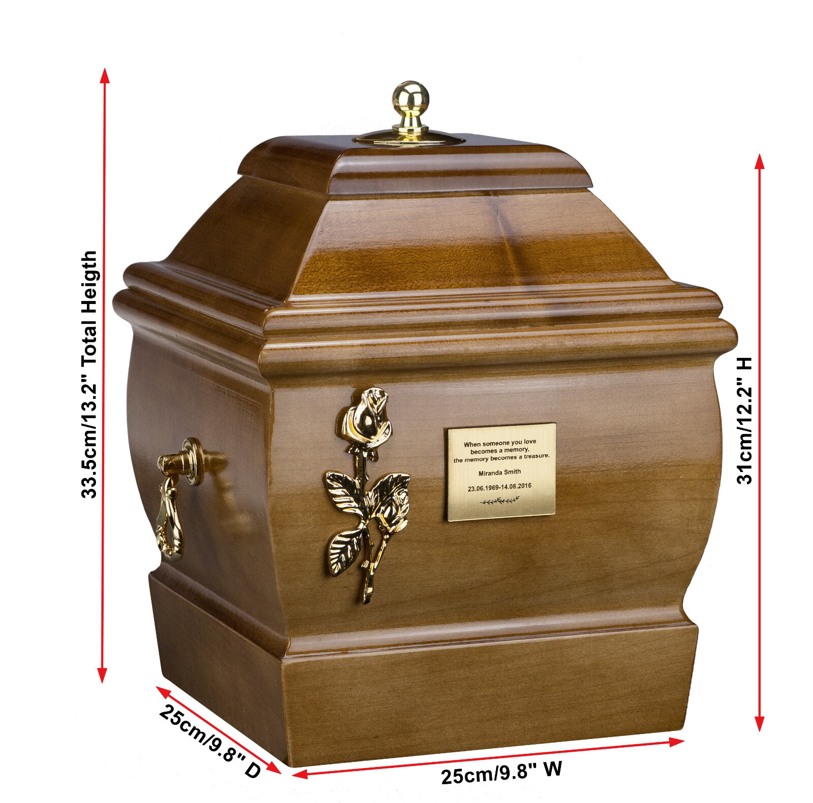 Cremation Urn for Adult made from solid wood Funeral ashes Casket Memorial URN