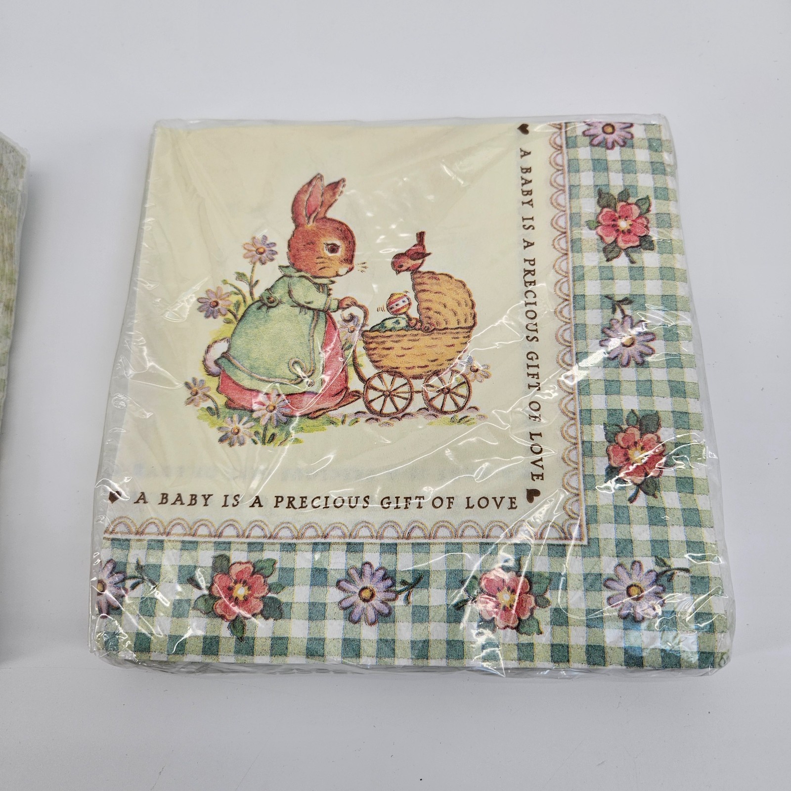 Vintage DesignWare Bunny Baby Shower Supplies Tablecloths Cups Plates Napkins
