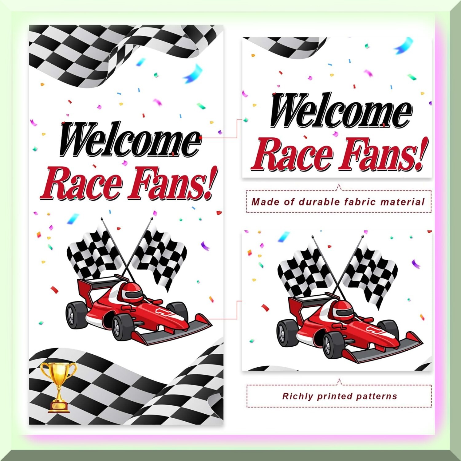 Race Day Photo Booth Props and Backdrop Set
