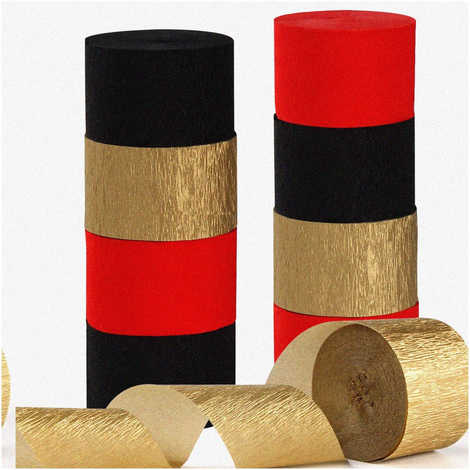 Red Black Gold Crepe Paper Streamers 9 Rolls