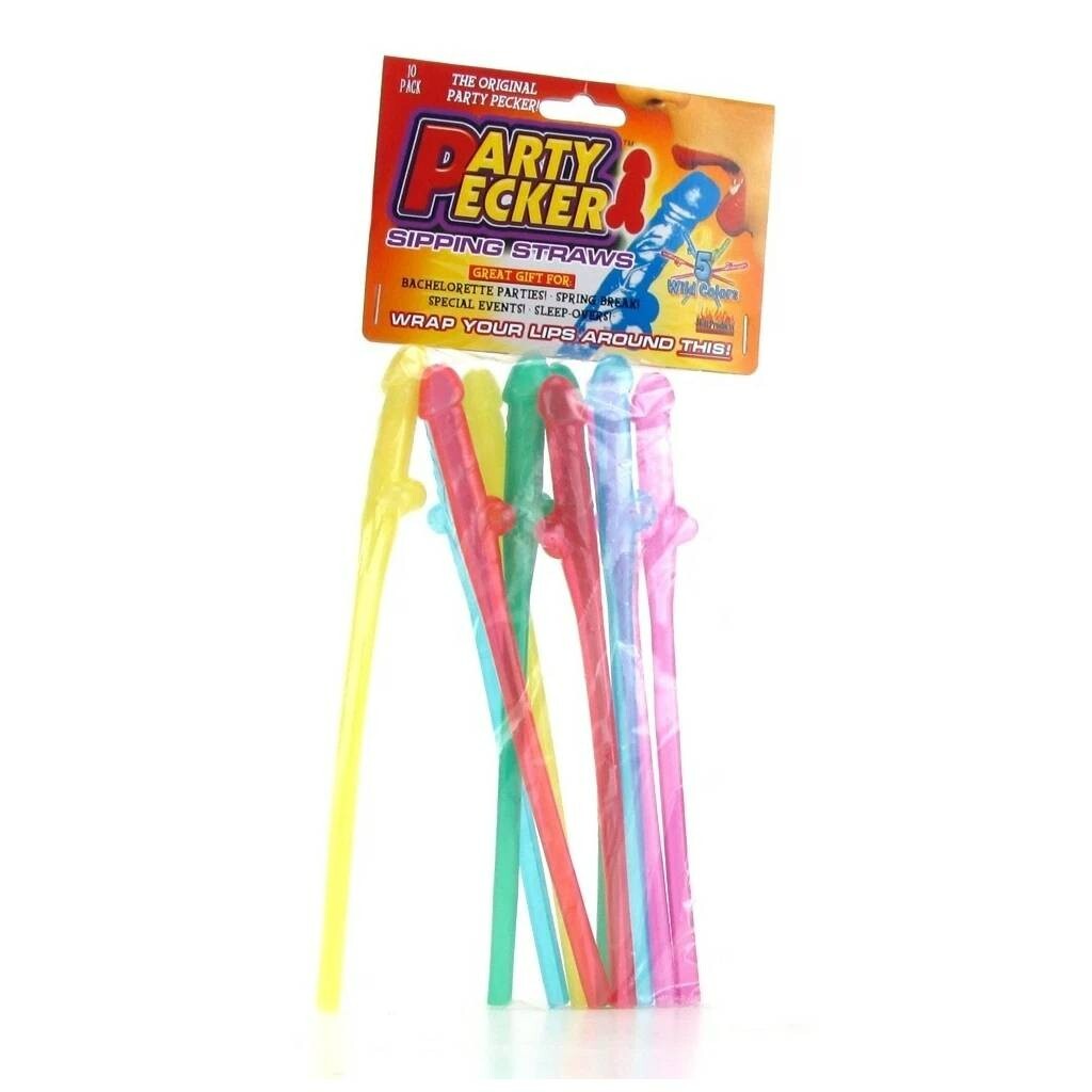 Pecker Sipping Straws – 10 Pack Assorted Colors – Bachelorette Bridal Party