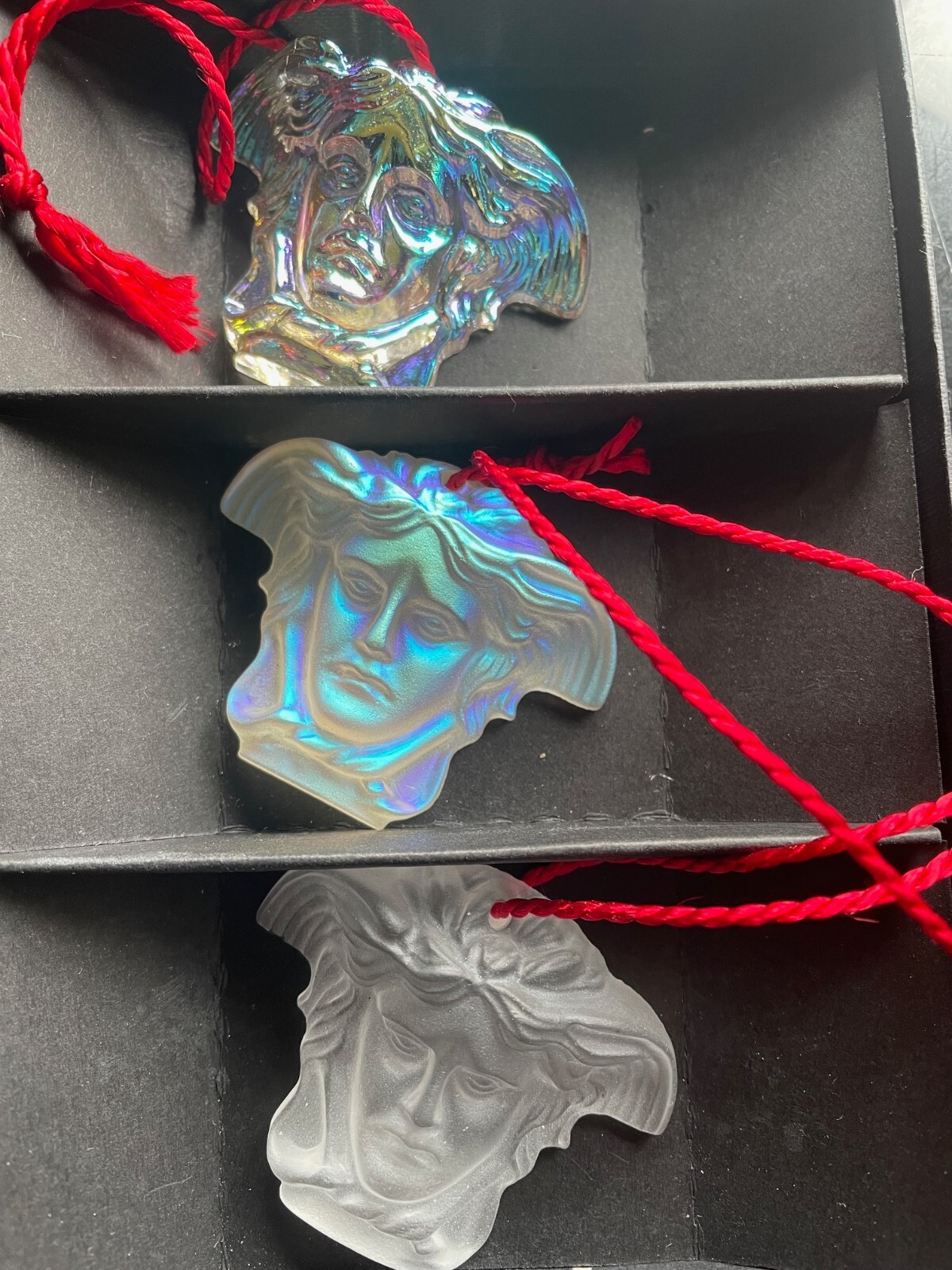 Rosenthal Versace Christmas Glass Hanging Ornaments 3 Mixed New & Boxed Gift