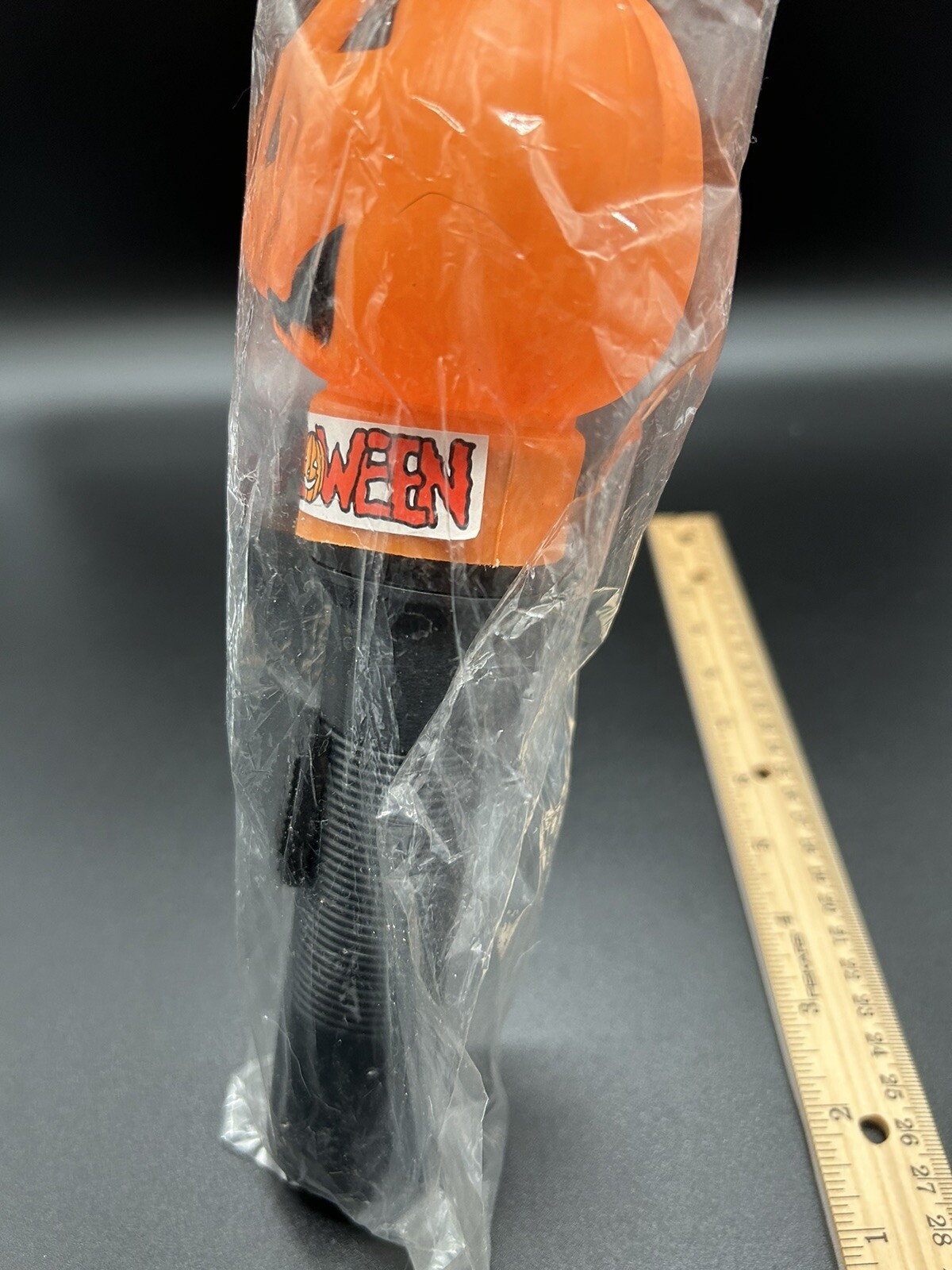 Vintage Happy Halloween 9″ Jack O Lantern Lite-Up Stick Trick or Treating Light!