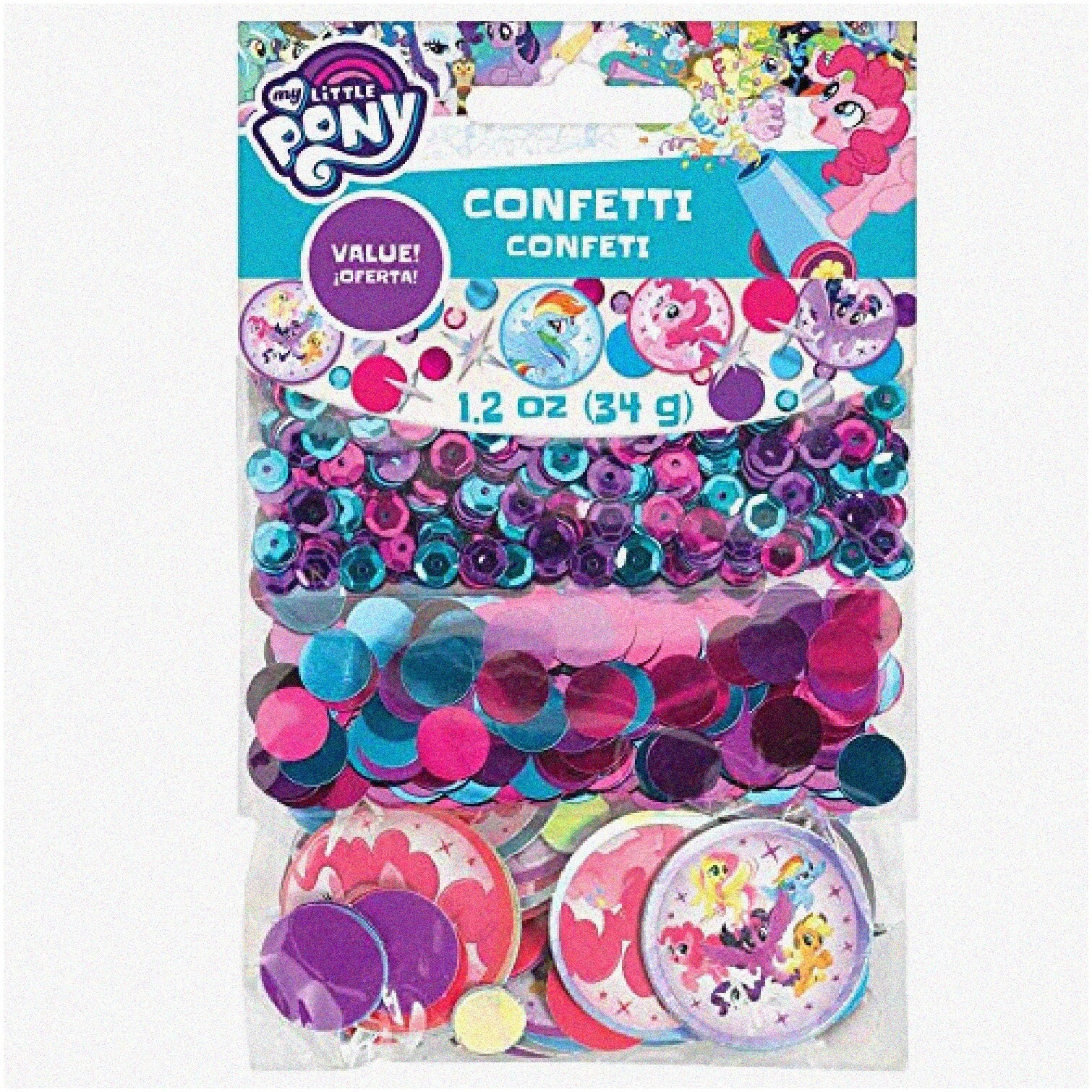 Rainbow Confetti Party Pack with Sequins and Cartoon Cutouts