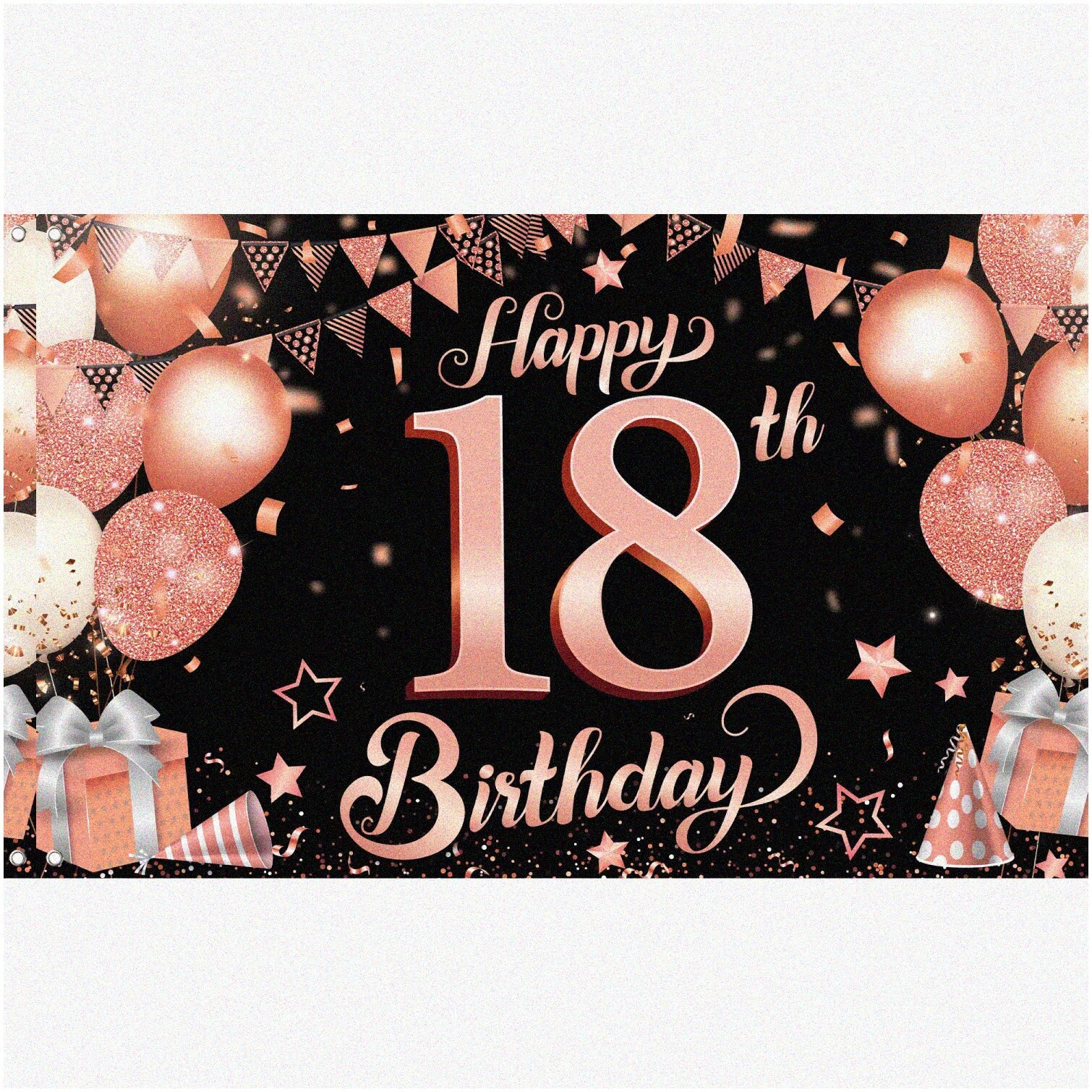 Rose Gold 18th Birthday Banner 72×44 Inches