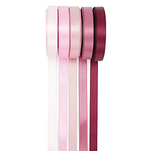 Pink Ribbon Pack Satin Ribbon Assortment 5 Colors Double Face Valentine’s Day