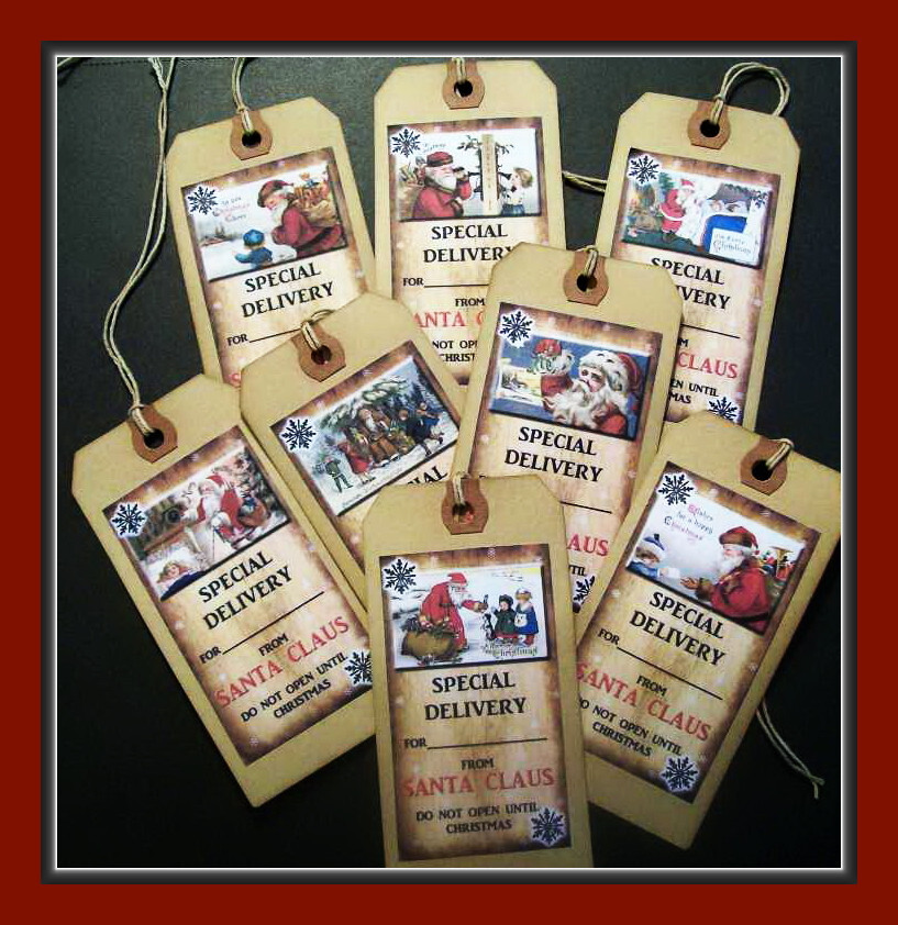 CHRISTMAS – SPECIAL DELIVERY FROM SANTA CLAUS – PRIMITIVE HANG TAGS – SET #2