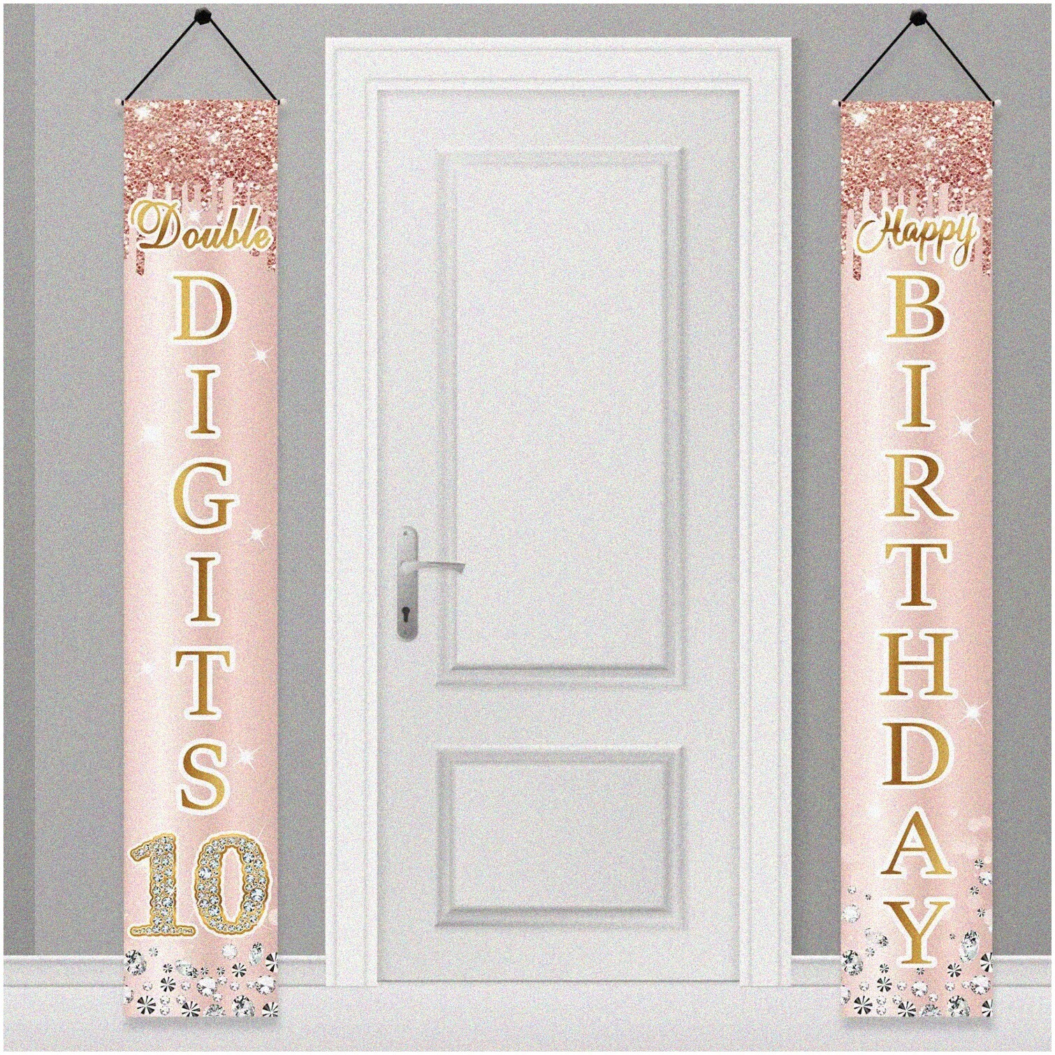Rose Gold 10th Birthday Door Banner Set