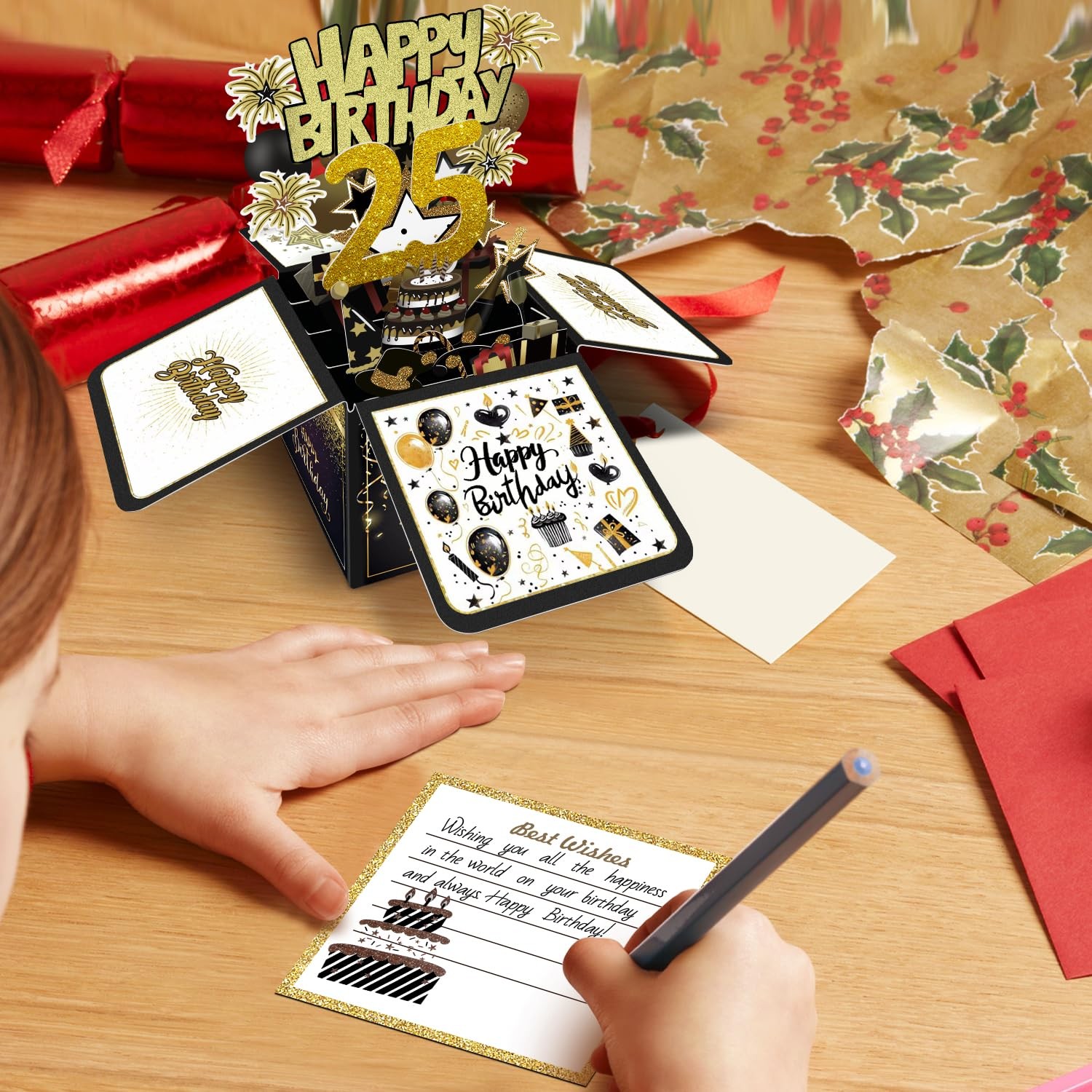 Joycard 25th Birthday Card, Decorations for Her Him, 25th, Gold