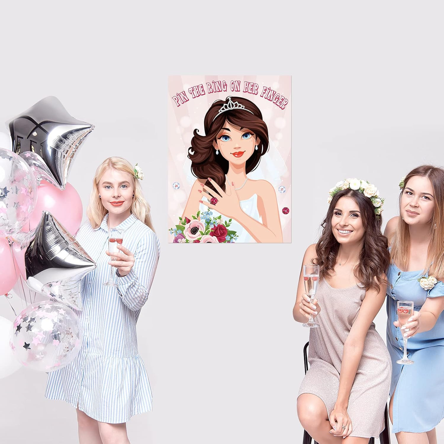 Pin The Ring On The Bride, Bridal Shower Hen Party Bachelorette Party Girls Game