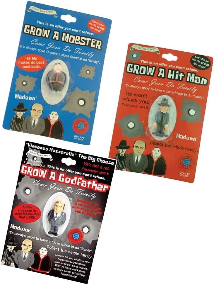 SET OF 3 Grow your own Godfather – Mobster – Hit Man Set – Fun Gag Joke Novelty