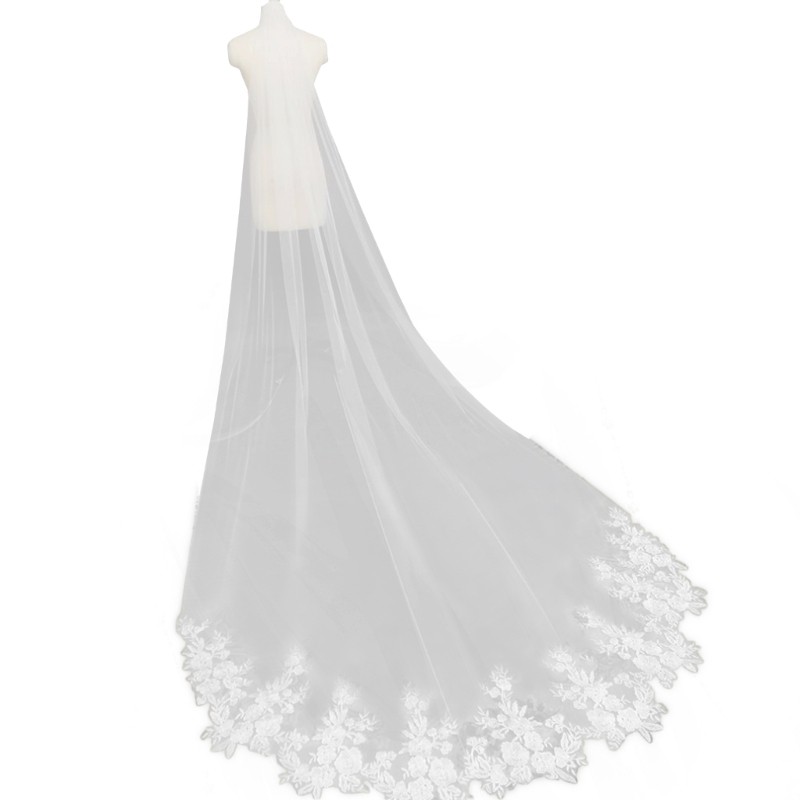 Bridal Veil Bride Embroidery Lace Headscarf Head Cover White Bachelorette Party