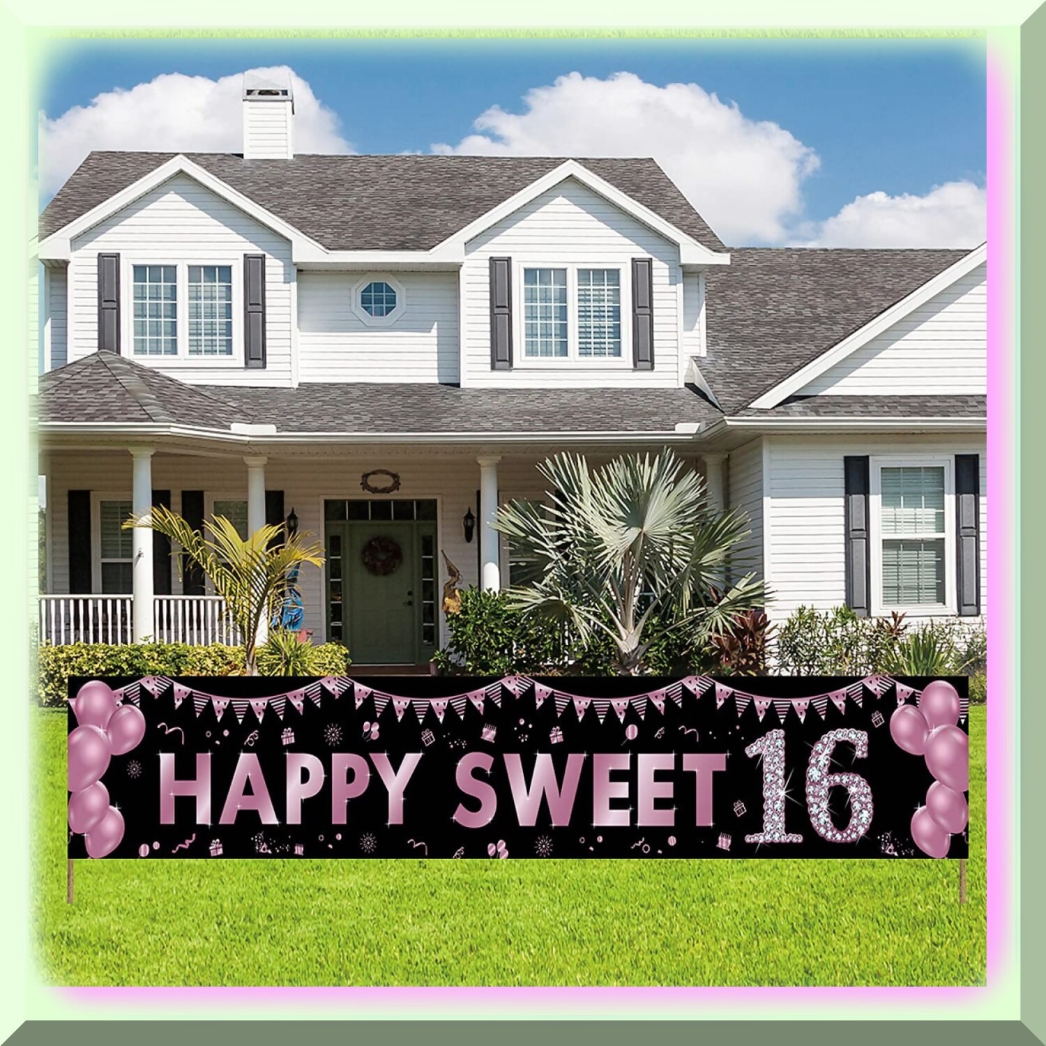 Sweet Sixteen Outdoor Celebration Banner Purple 10ft