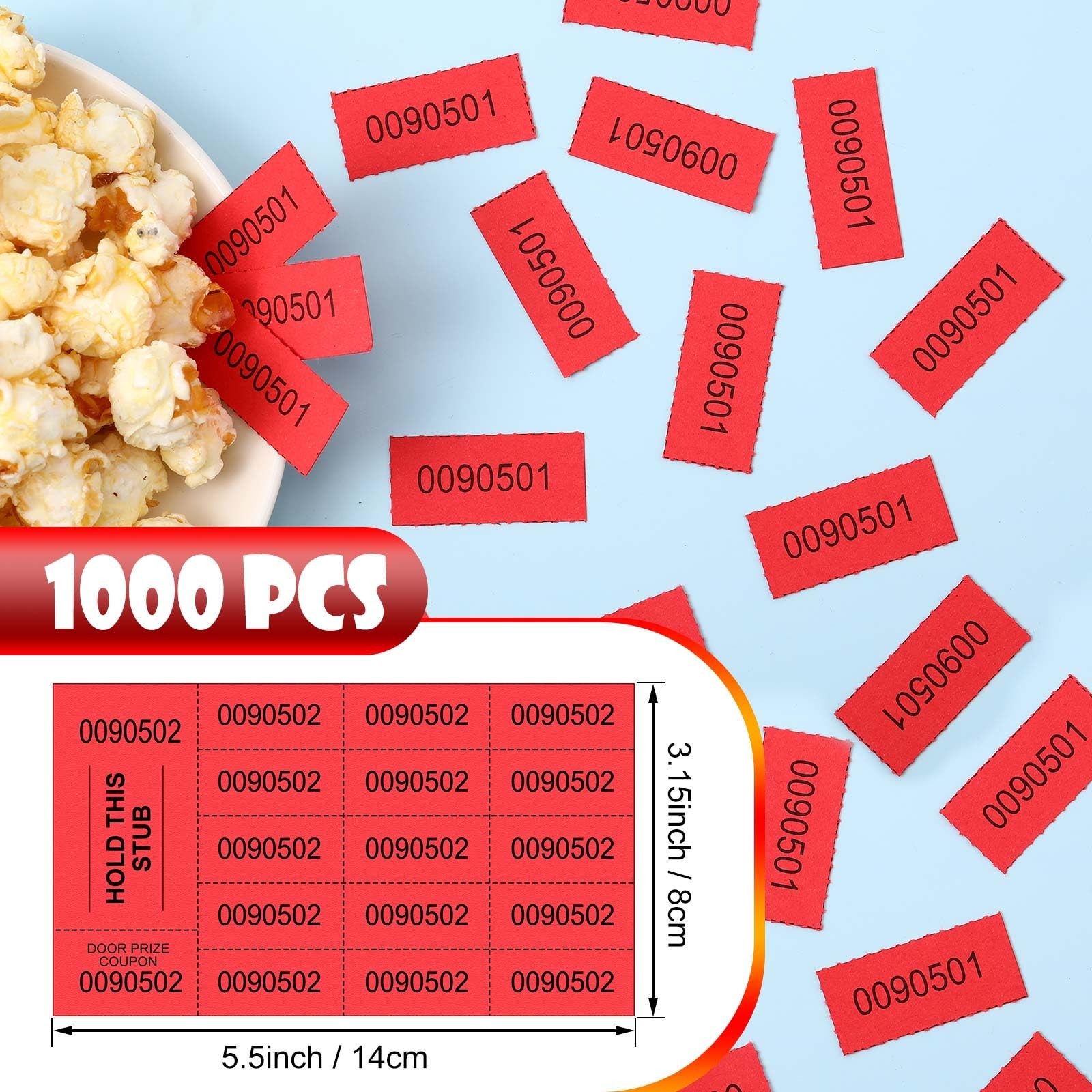 1000 Sheets 15 Bid Raffle Ticket Numbers Auction Tickets Events Church Red
