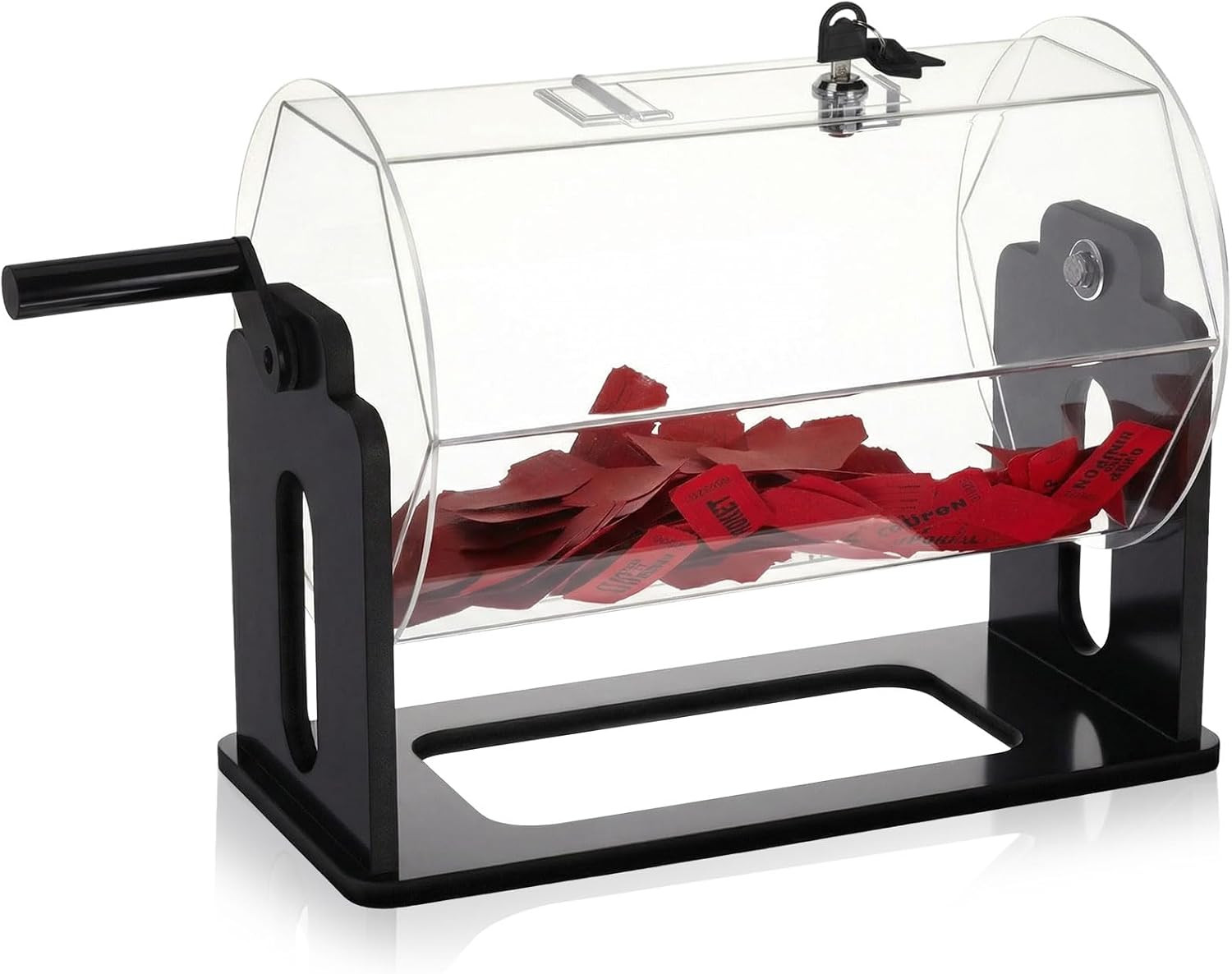 Clear Acrylic Raffle Drum with Shaking Hand – Hexagon Ticket Spinner Box
