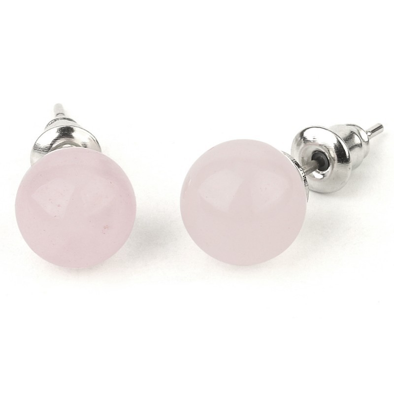 Gemstone Ball Stud Earrings – Healing Crystal Round Bead Ear Studs for Women