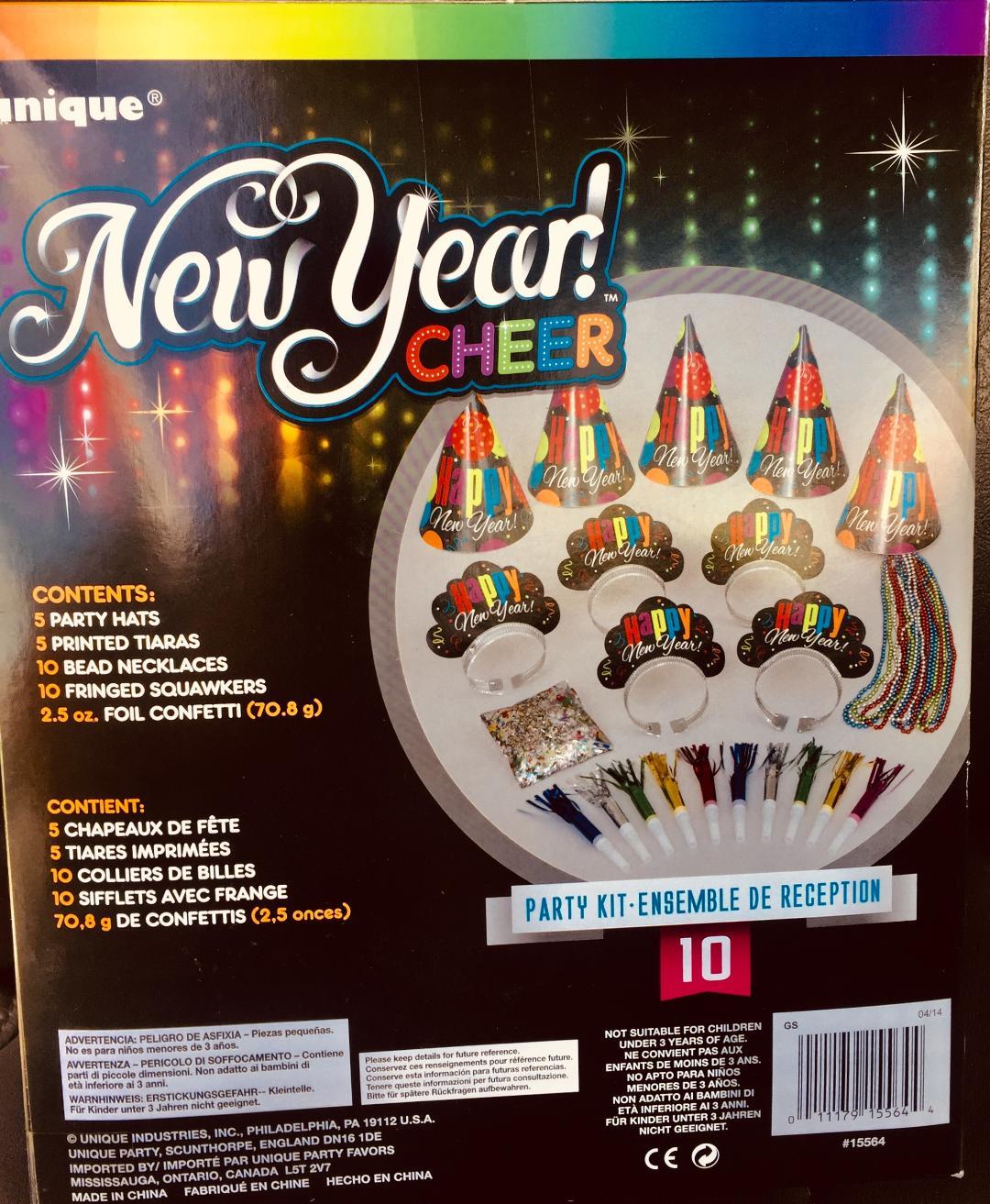 UNIQUE New Year Party Kit for 10.Unique Party Products.NIB Special
