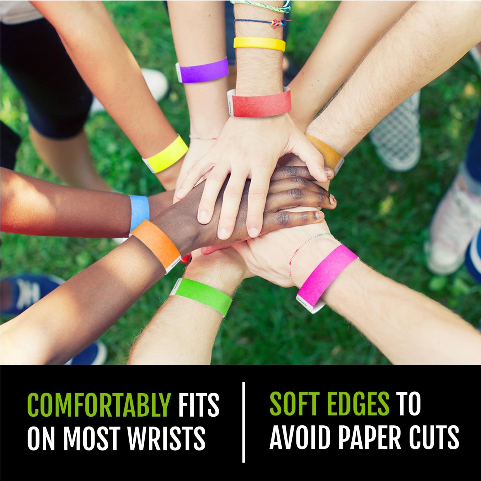 1,600 Tamper-Proof Tyvek Wristbands Variety Pack – 8 Colors for Events, Parties