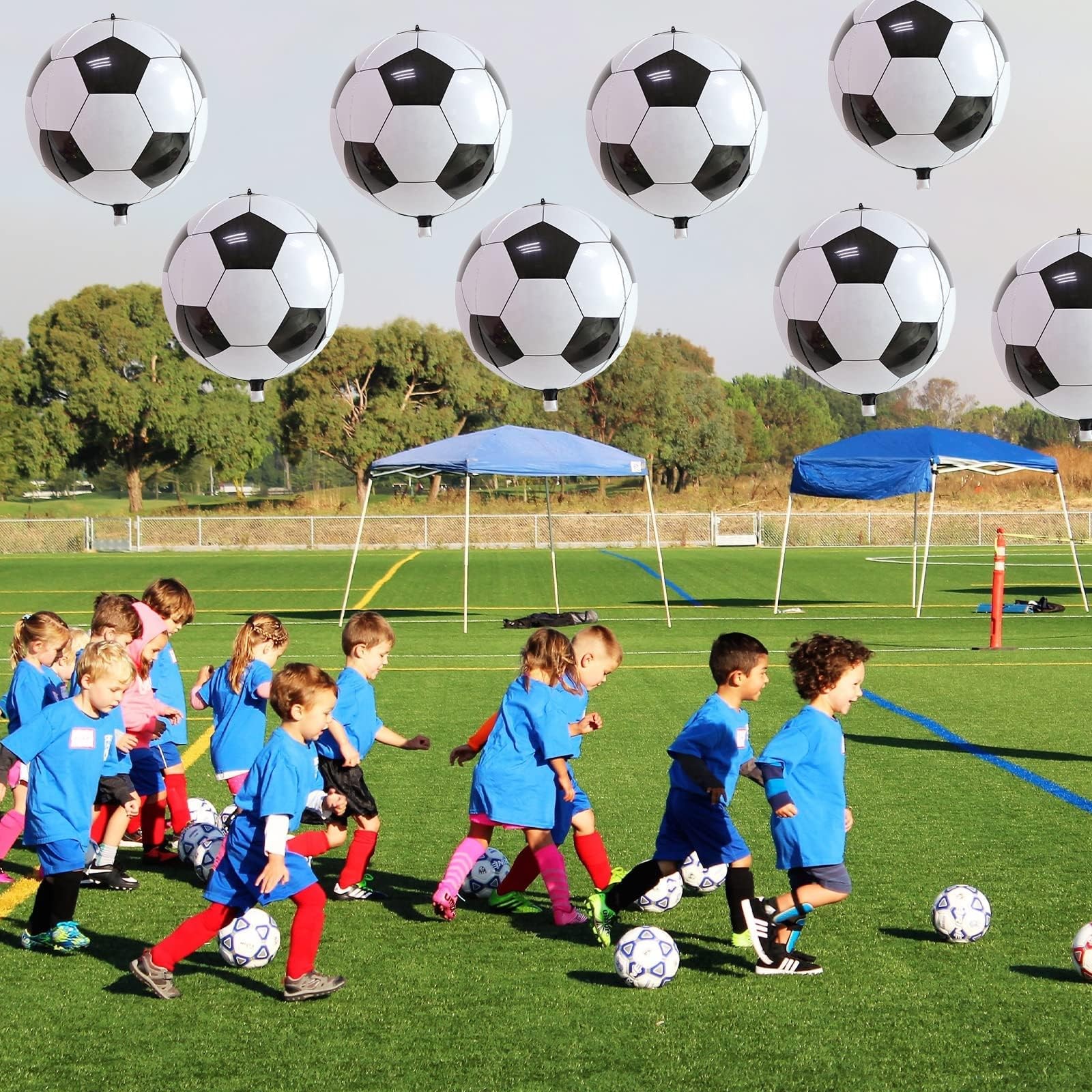 22 Inch 4D Soccer Foil Balloons, 6Pcs 22 inches, Black White 4d
