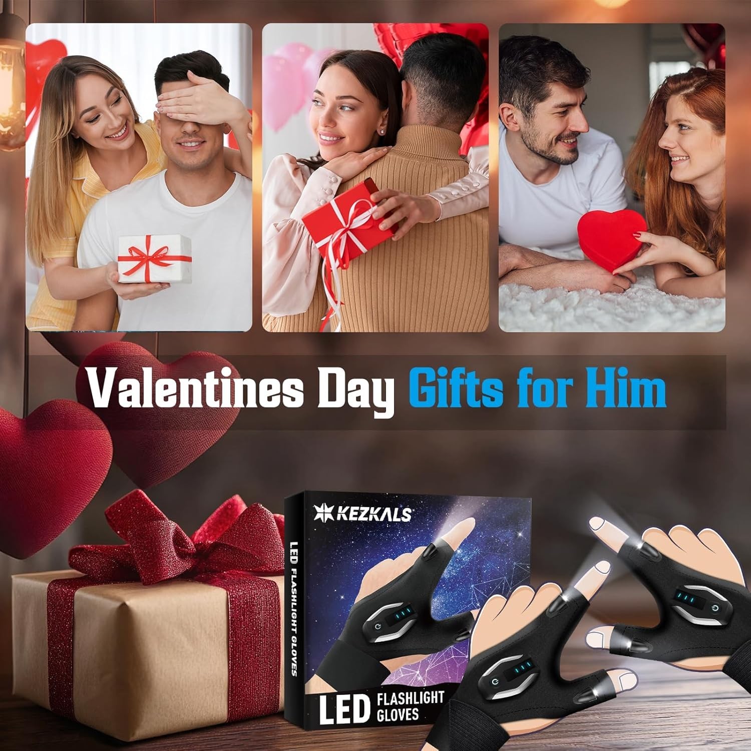 Valentines Day Gifts for Him, Flashlight Gloves Mens Valentines Day Gifts, Co…