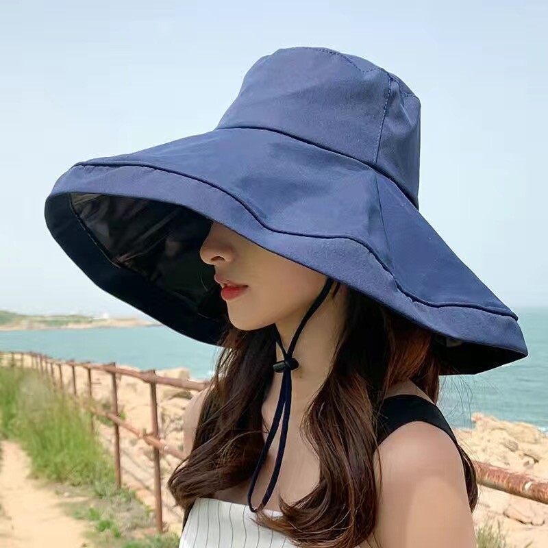 Vinyl sunscreen hat foldable styling sunshade fisherman UVproof outdoor hat