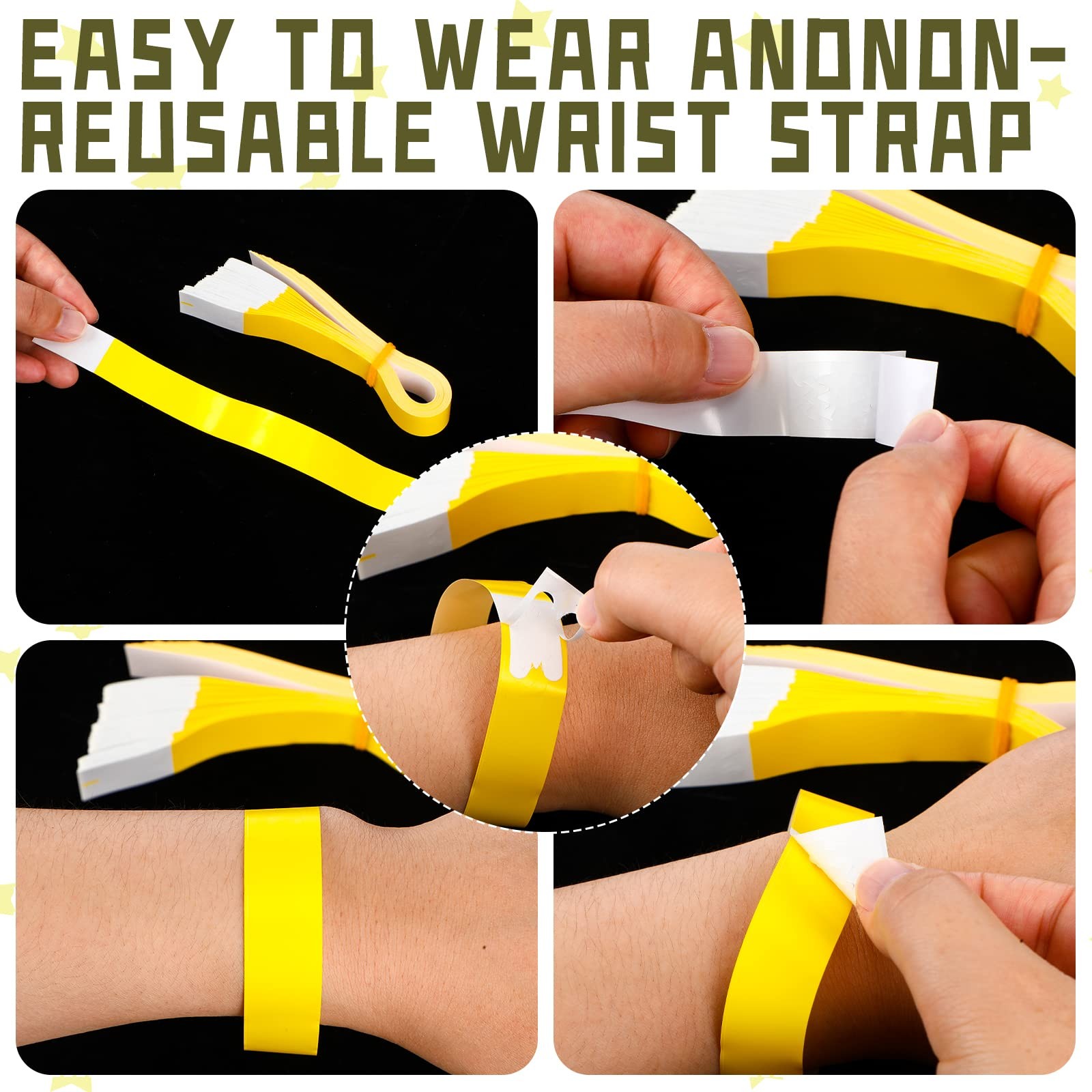 Tudomro 300 Pieces Paper Wristbands for Events 10 x 0.79 inch, Yellow