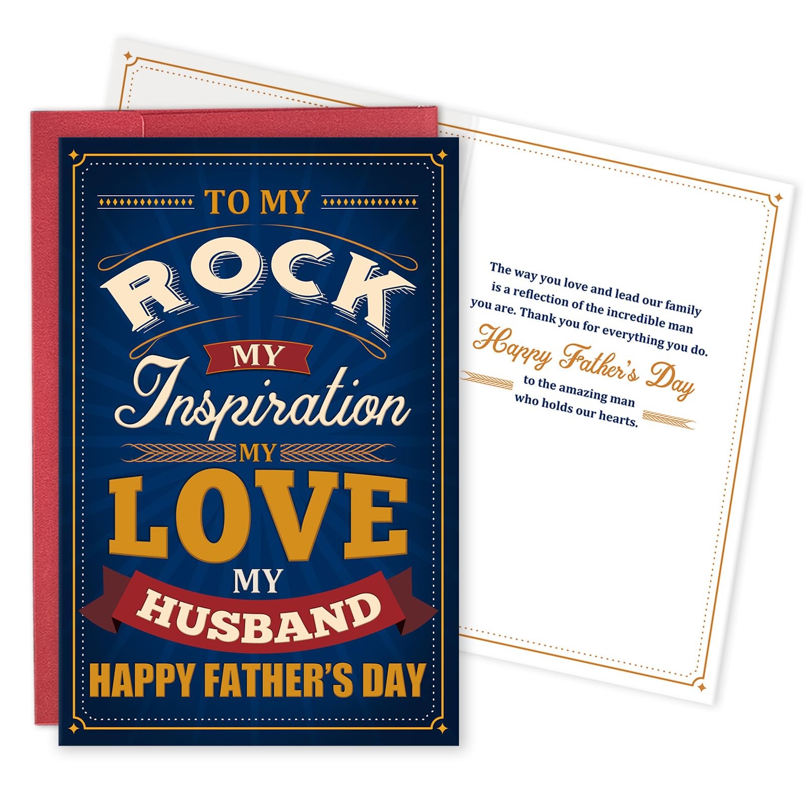 Qiavor Husband Father’s Day Card, Happy Card 8″ x 5.3″,