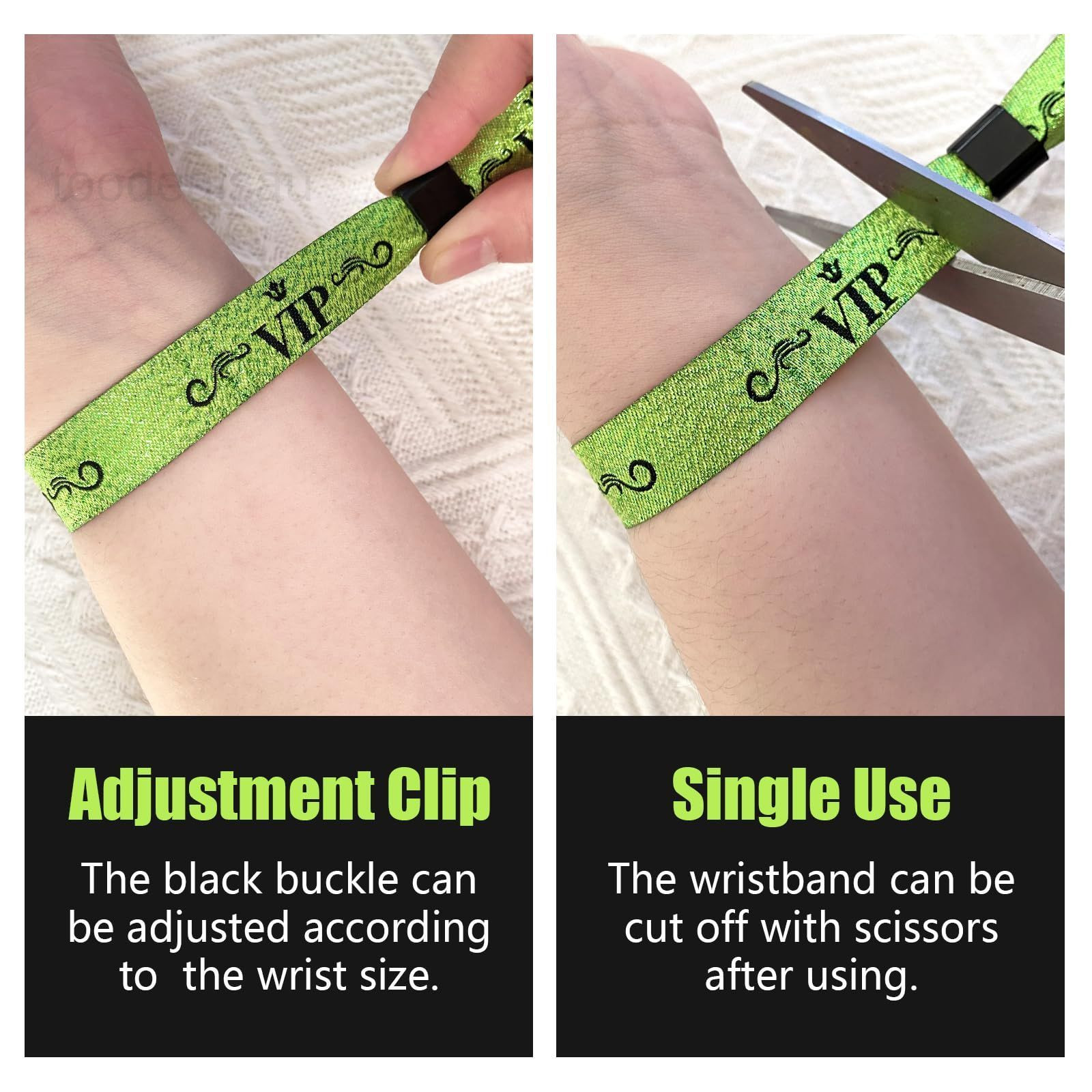 100 Pcs VIP Cloth Event Wristband, Disposable 0.59 inch, Green2