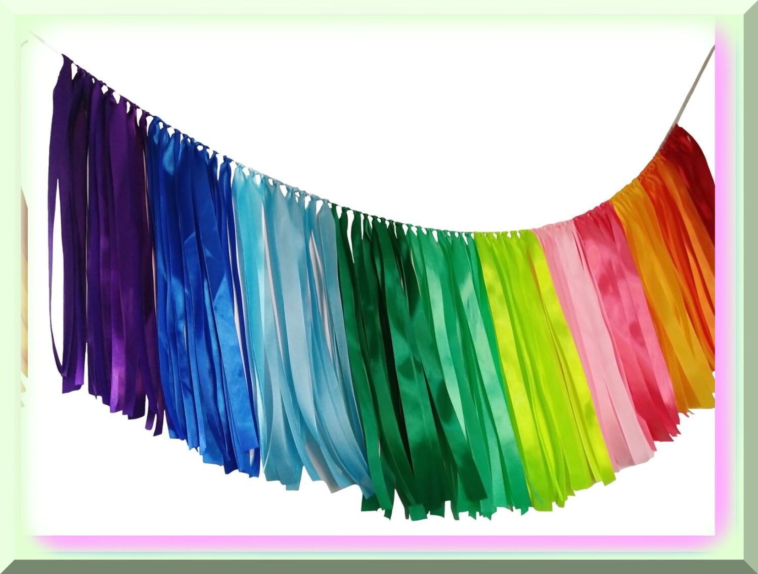 Pastel Rainbow Ribbon Garland for Celebrations