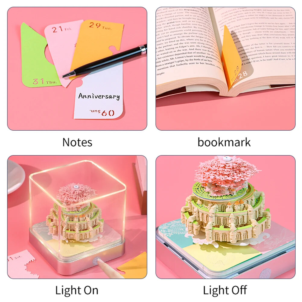 Calendar 2025 3D Memo Pad with light Paper Carving Art 3D Sticky Notes Best gift
