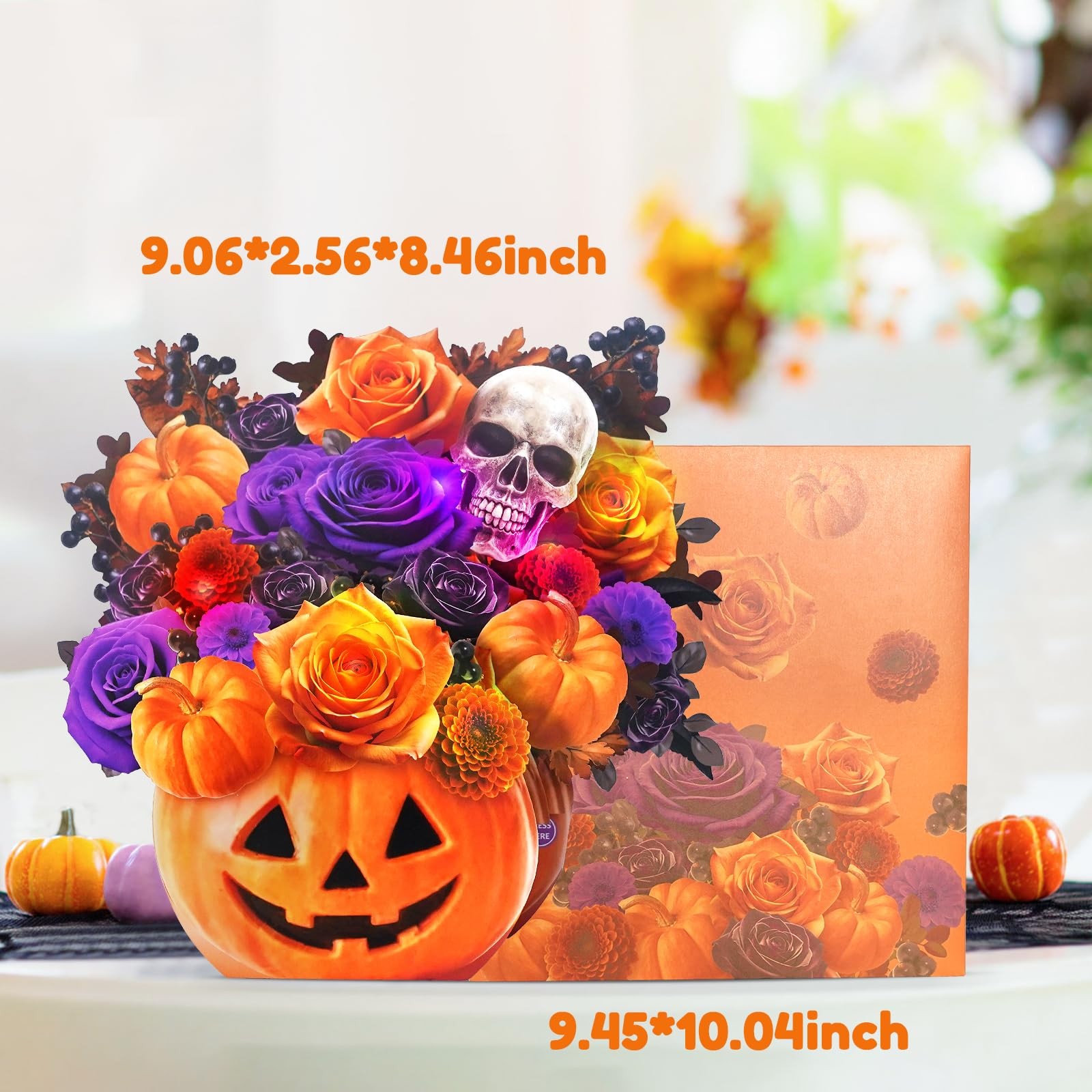 APOTODITO Halloween Bouquet Card with Music and Lights, Orange