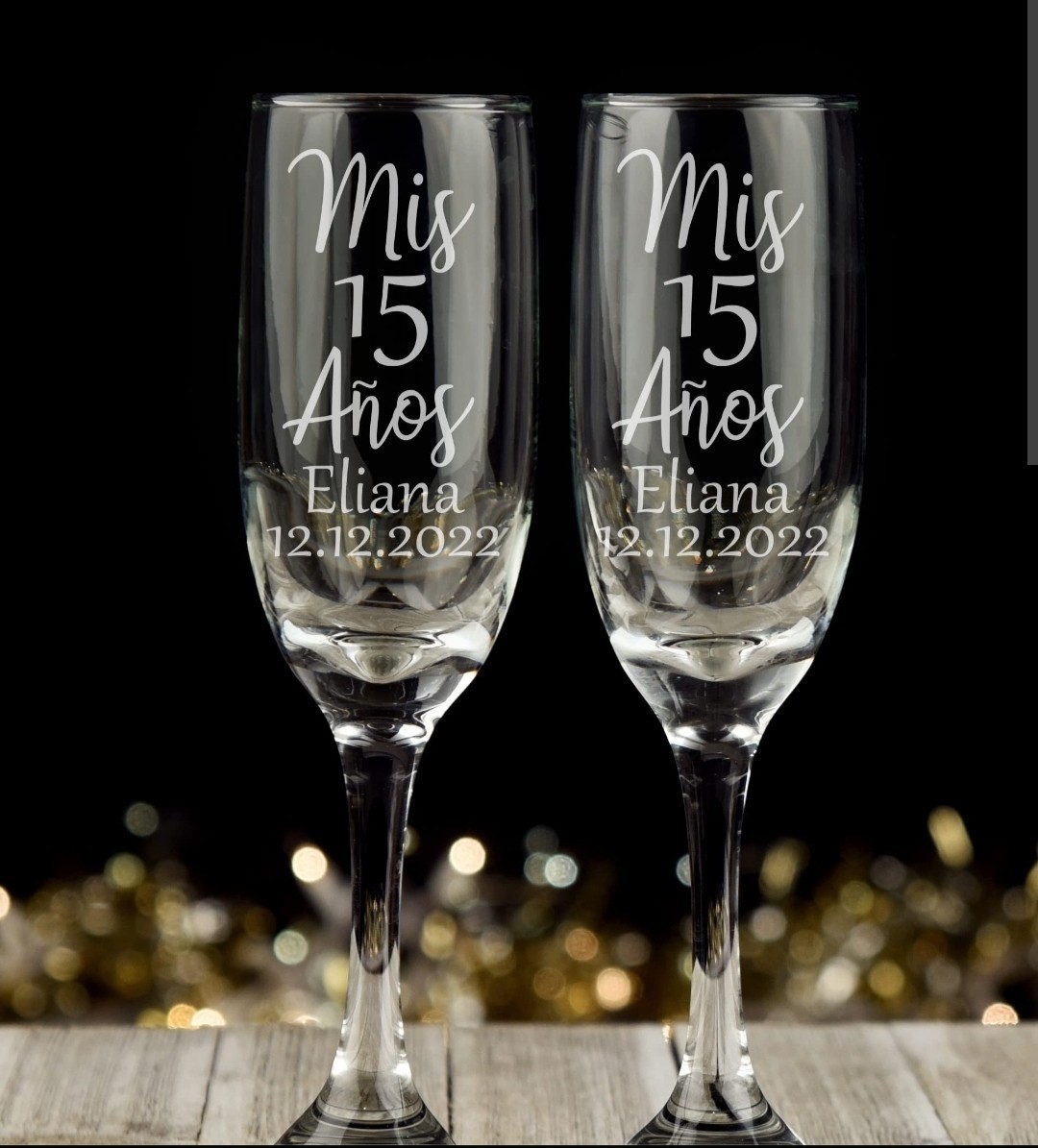 Personalized Quinceanera Toasting Flutes -Set of 2 glasses for toast -Sweet 15