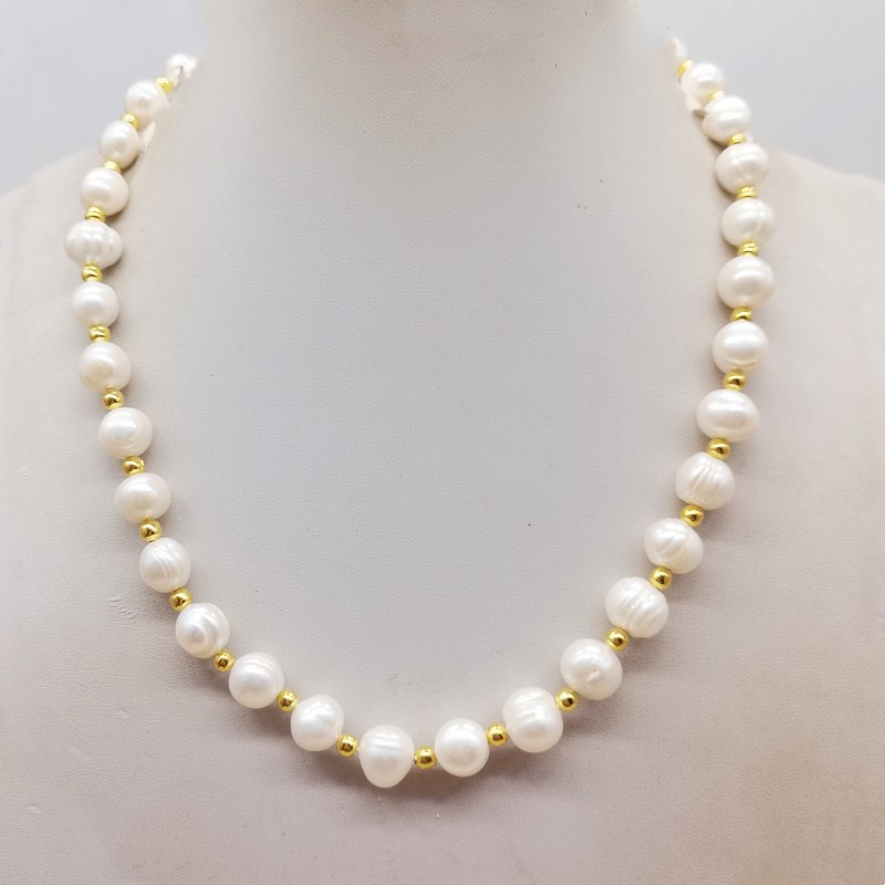9-10mm White Natural Freshwater Pearl Necklace Bracelet Earring 18/7.5″ Gift
