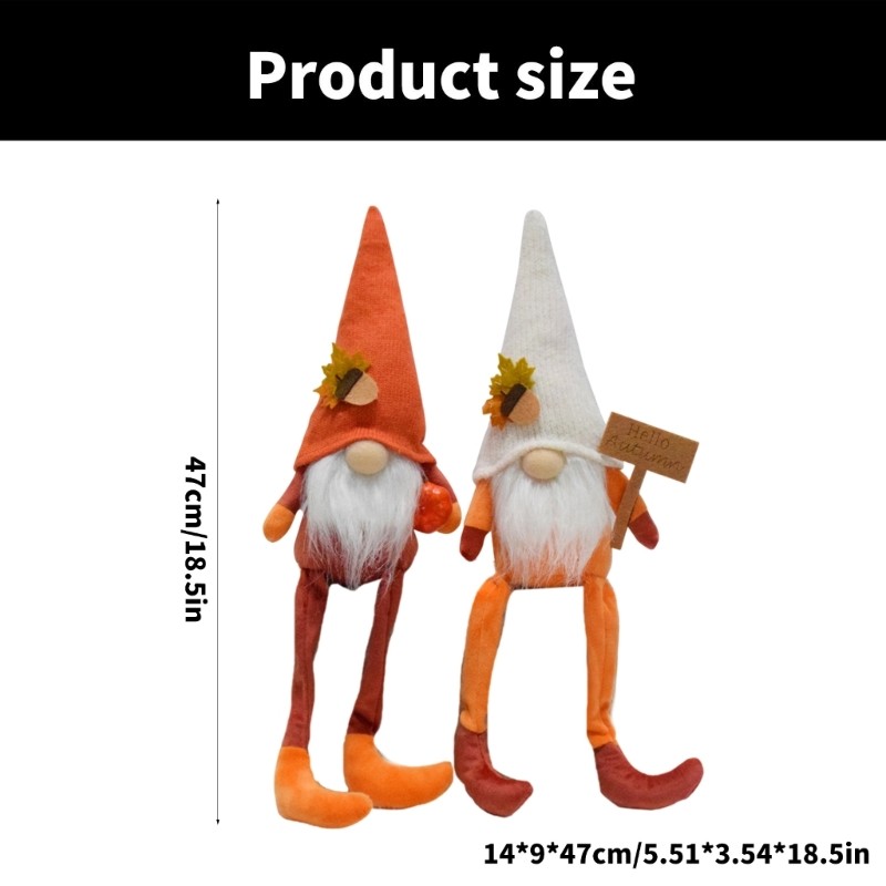 1Pair Handmade Autumn Gnomes Doll Centerpieces Thanksgiving Tabletop Decoration
