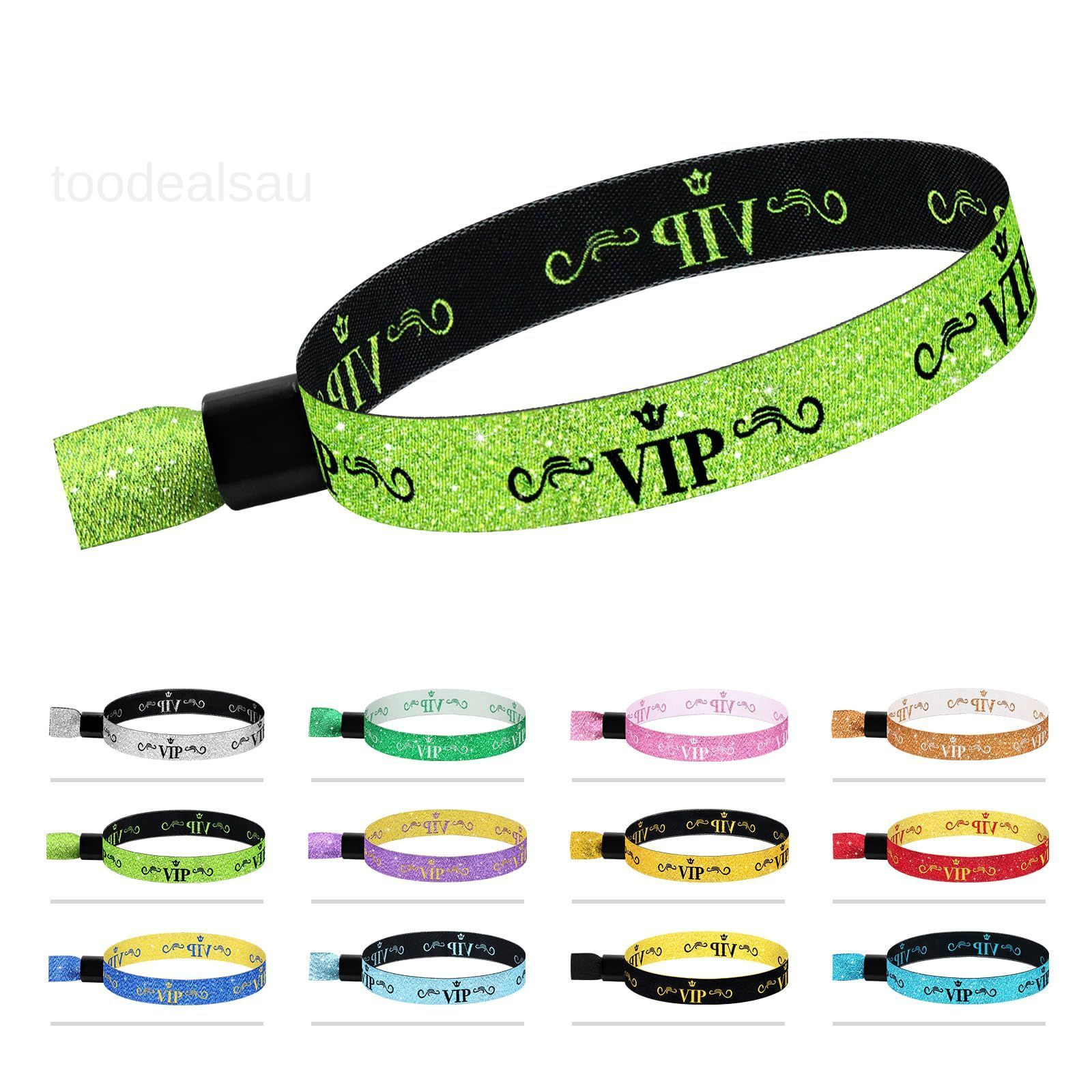 100 Pcs VIP Cloth Event Wristband, Disposable 0.59 inch, Green2