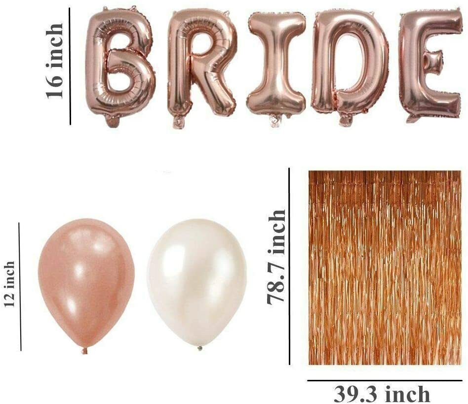 Rose Gold Bachelorette Party Kit Bridal Shower Decorations Sash Veil Balloons